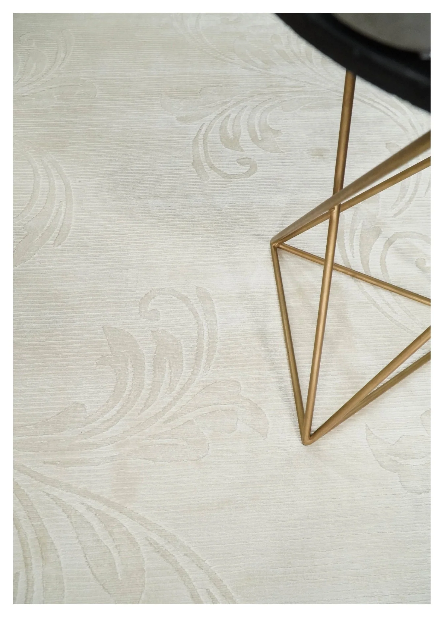 4x6 Hand Woven and Carved Silver and Ivory Floral Art Silk Rug | KNT5 - Image 6