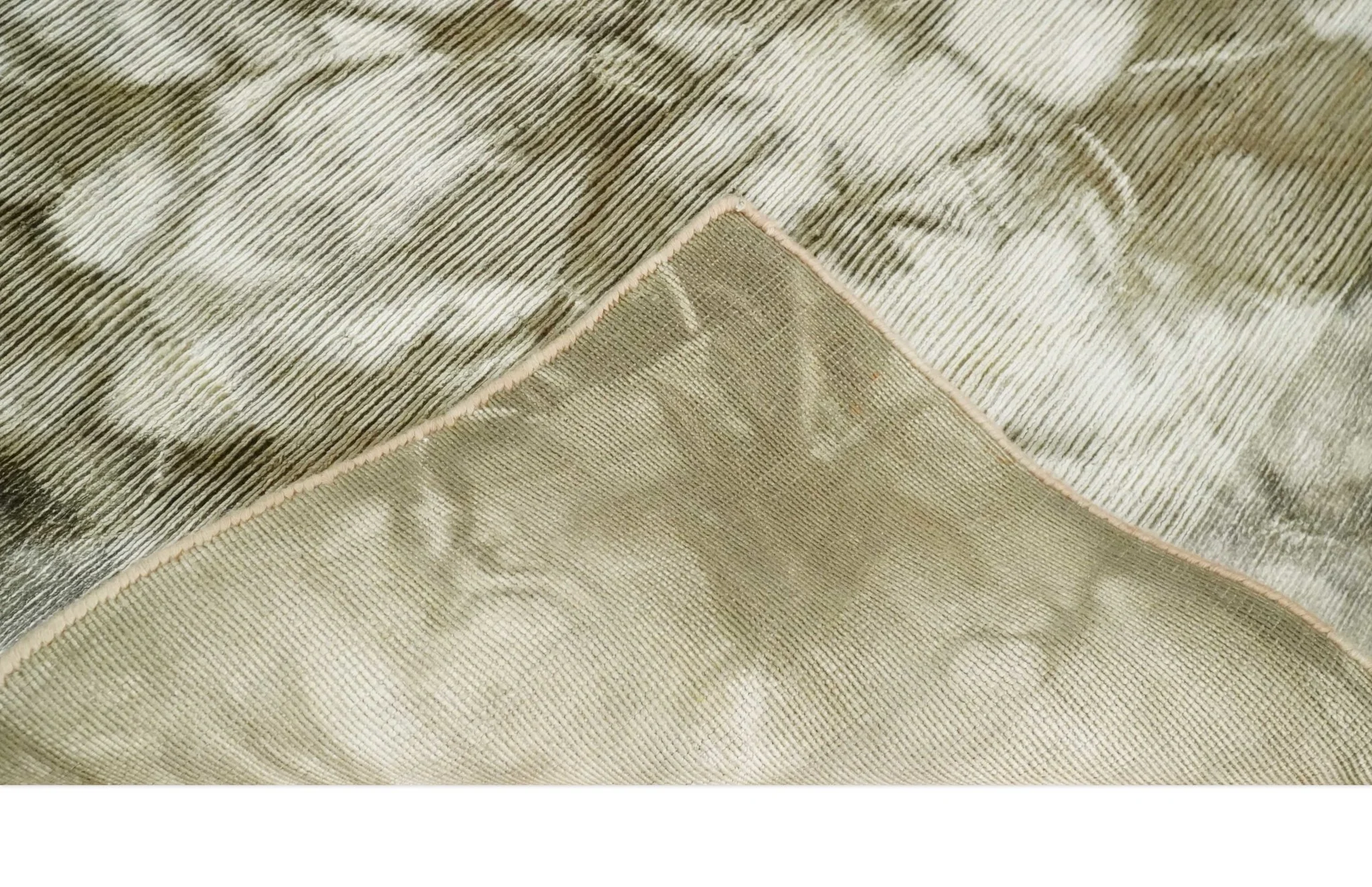 4x6 Modern Abstract Hand Woven Silver and Olive Art Silk Rug | KNT15 - Image 7