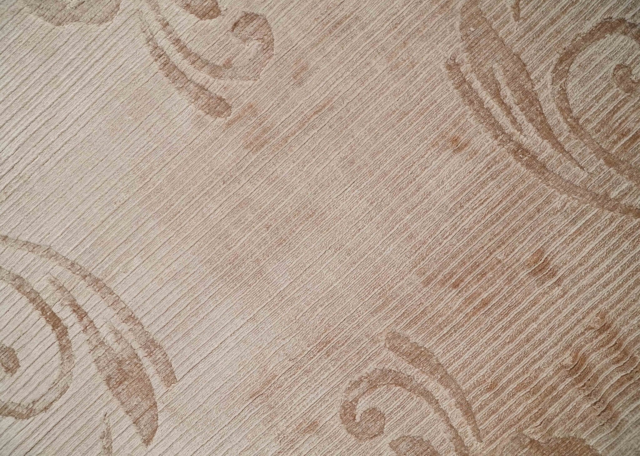 3x5 Hand Woven and Carved Beige and Peach Floral Art Silk Rug | KNT12 - Image 2