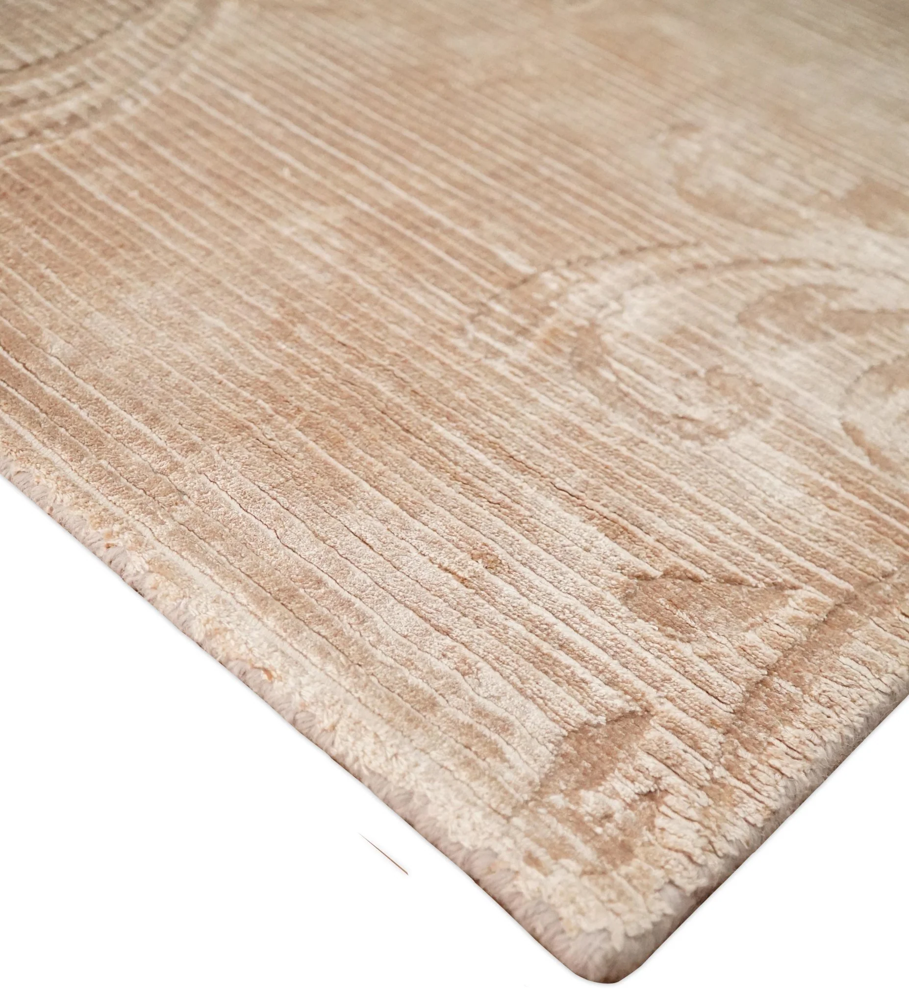 3x5 Hand Woven and Carved Beige and Peach Floral Art Silk Rug | KNT12 - Image 3