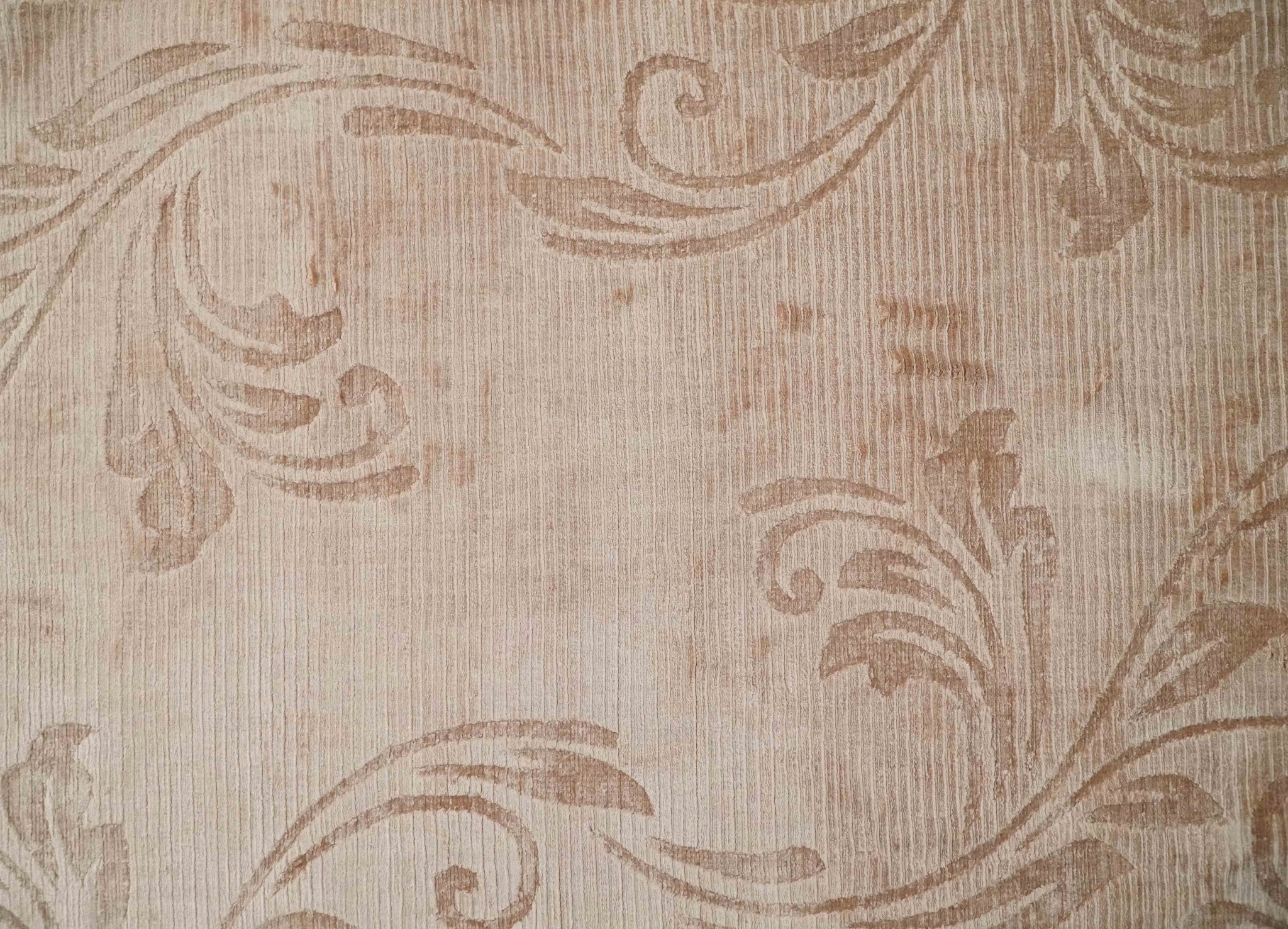3x5 Hand Woven and Carved Beige and Peach Floral Art Silk Rug | KNT12 - Image 9