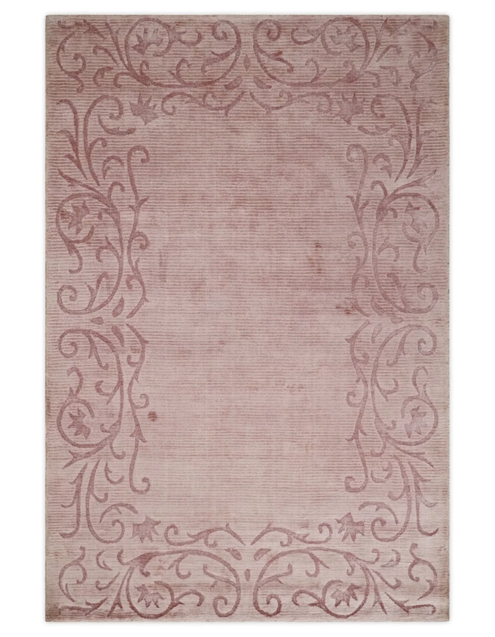 4x6 and 6x9 Hand Woven and Carved Pink Floral Art Silk Rug | KNT2 - Image 7