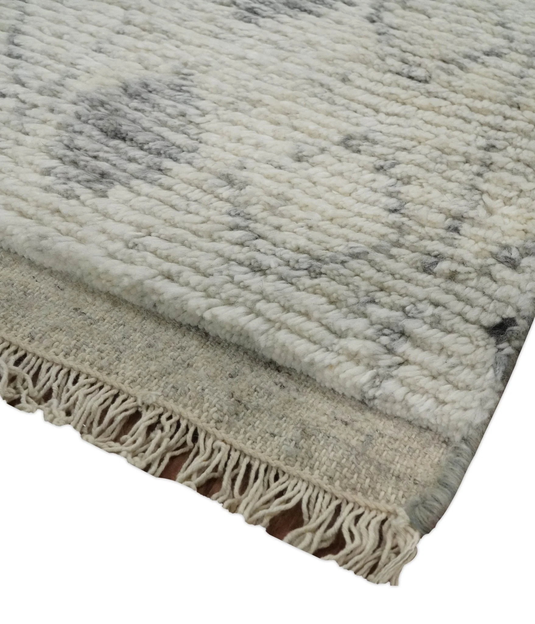 Hand Woven Beige and Gray 2x3 Trellis Moroccan Rug Made with Fine Wool | TRDCP79723 - Image 3