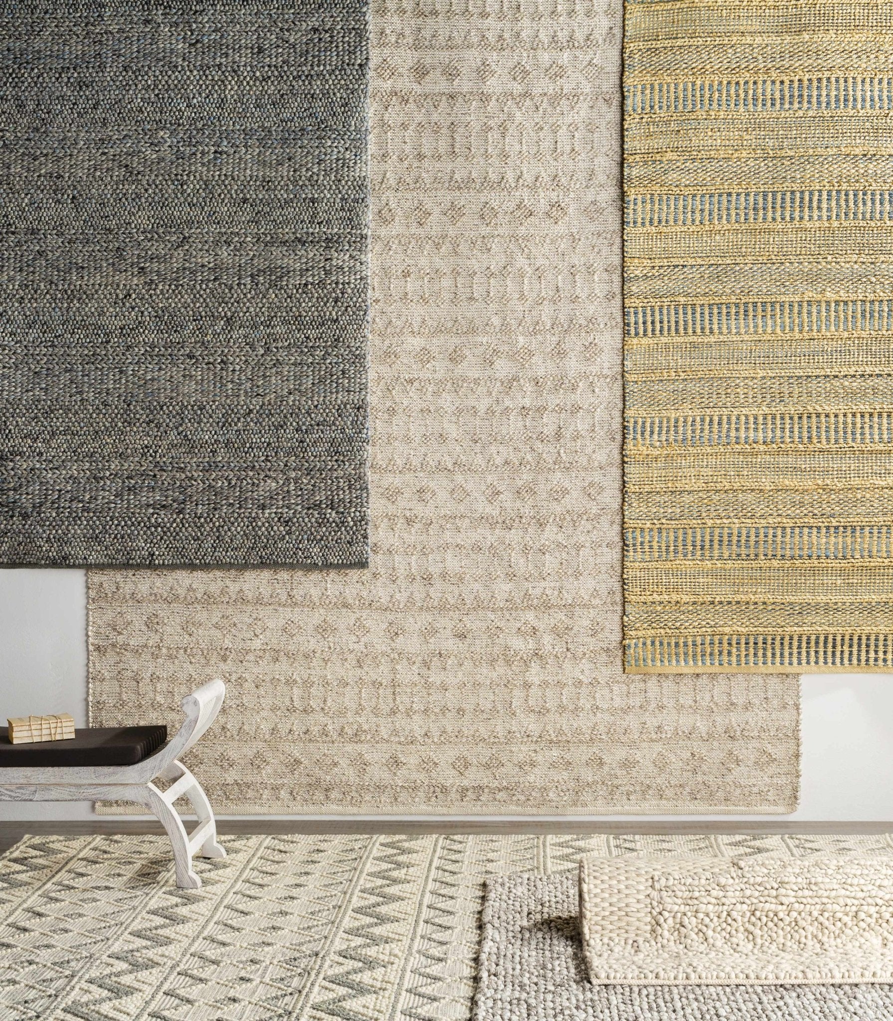 Hand Woven Beige and Gray Chevron Tasseled Texture Wool Area Rug - Image 5