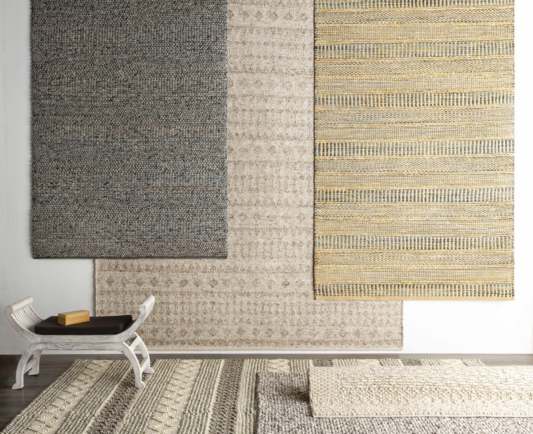 Hand Woven Beige and Gray Chevron Tasseled Texture Wool Area Rug - Image 6