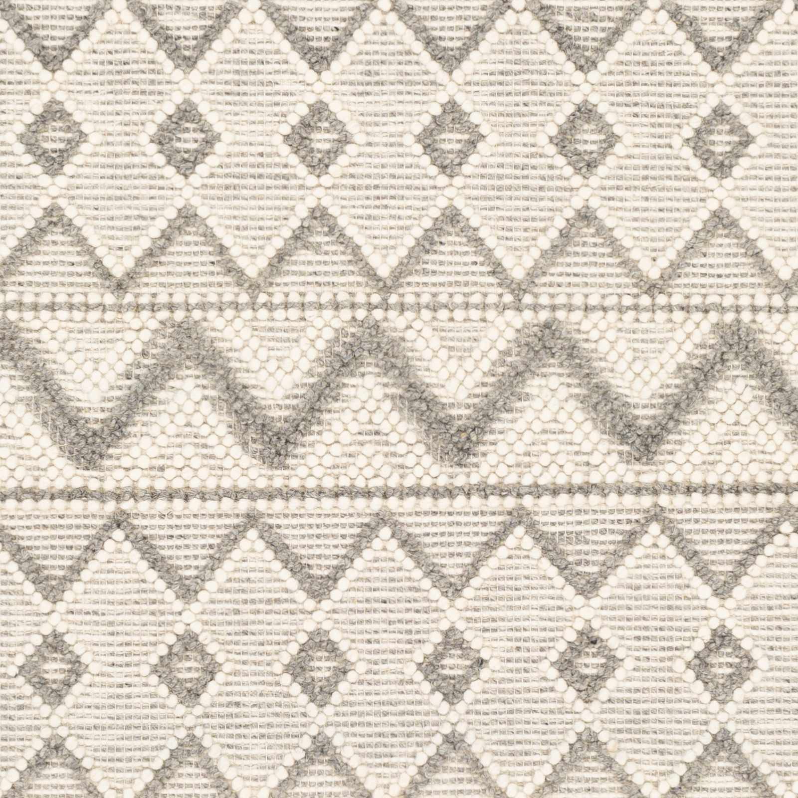 Hand Woven Beige and Gray Chevron Tasseled Texture Wool Area Rug - Image 7