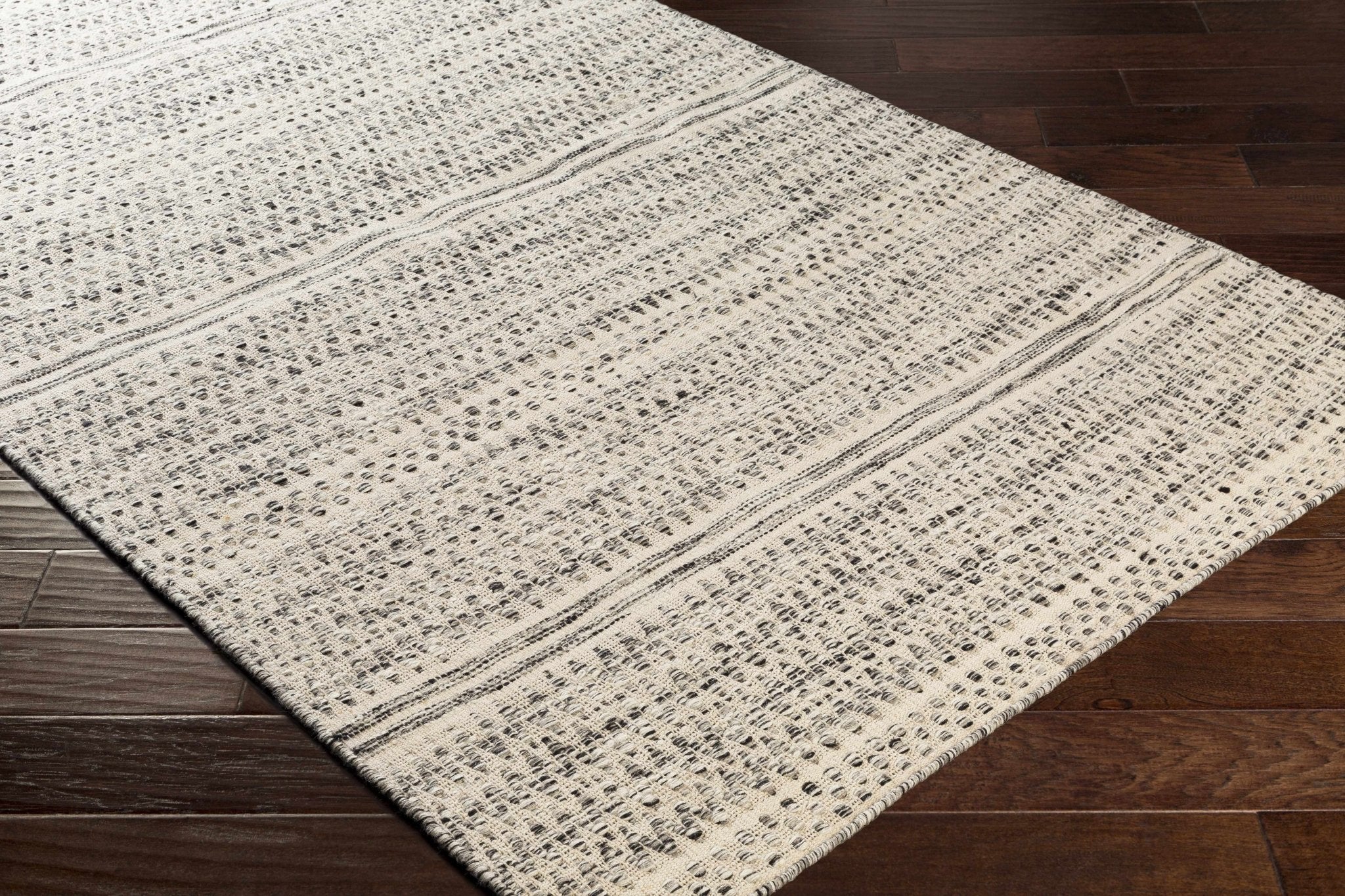 Hand Woven Beige, Charcoal and Gray Chevron Design Multi size wool area Rug - Image 8