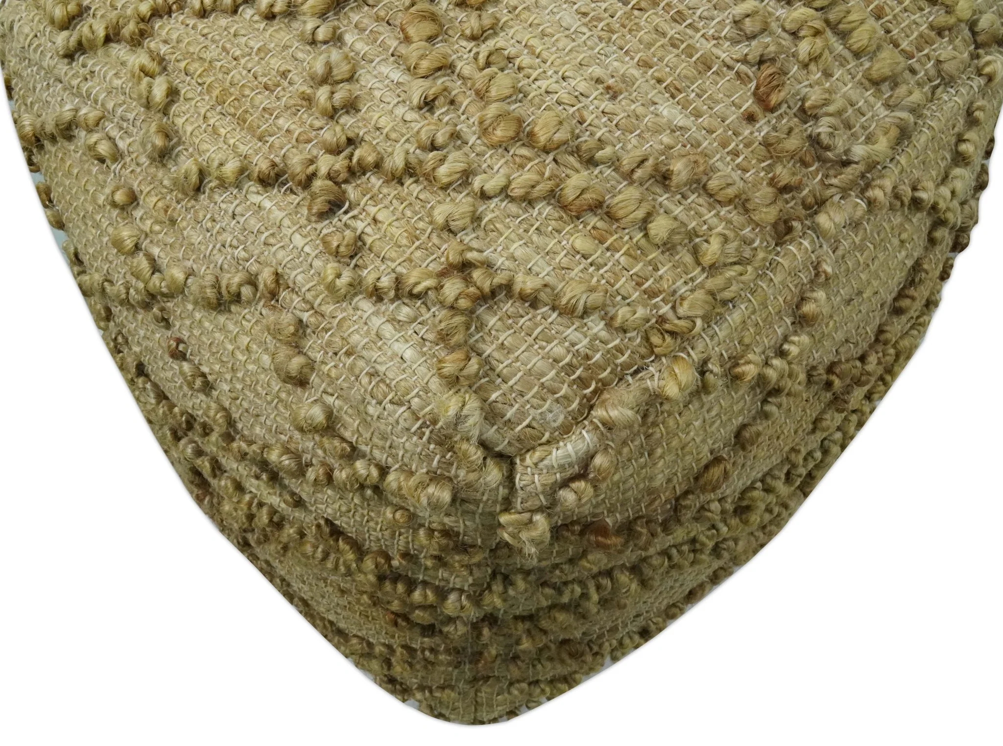 Hand Woven Beige Geometrical Design Jute Pouf - Image 3