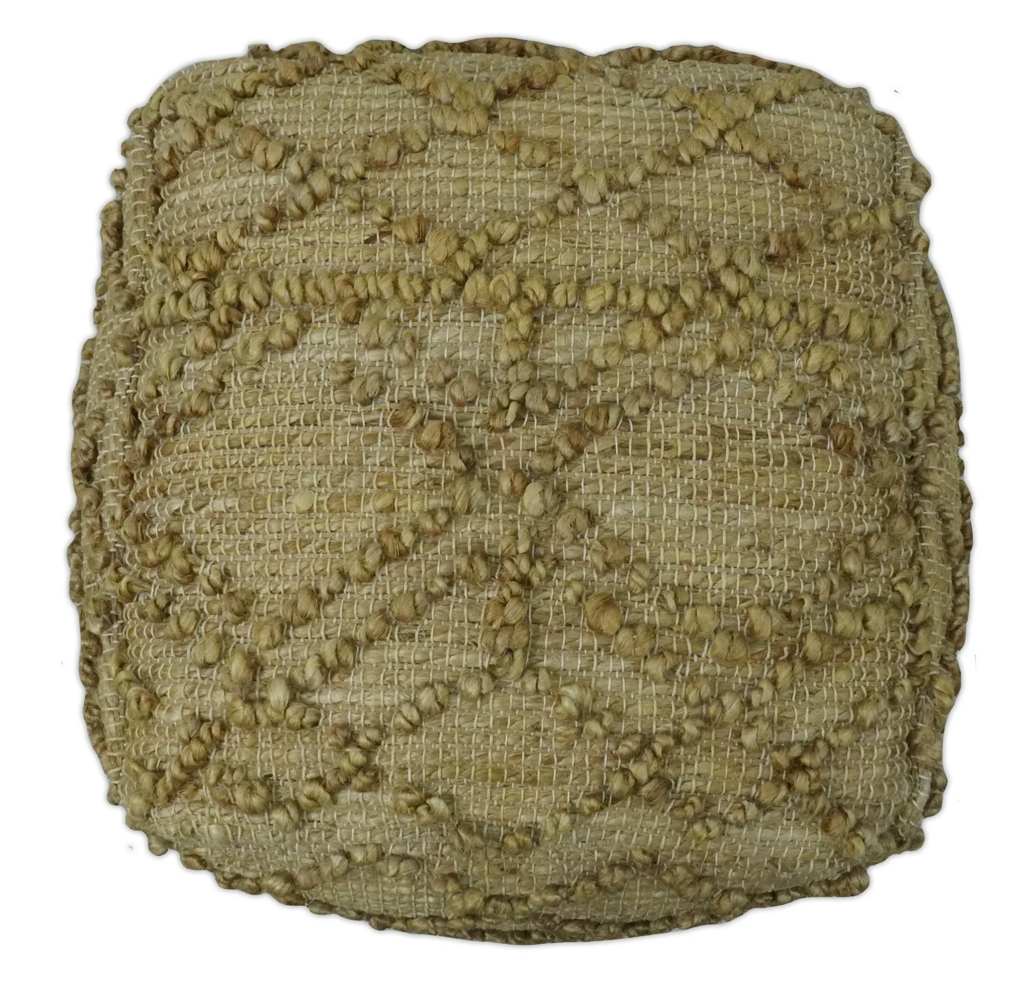 Hand Woven Beige Geometrical Design Jute Pouf - Image 4