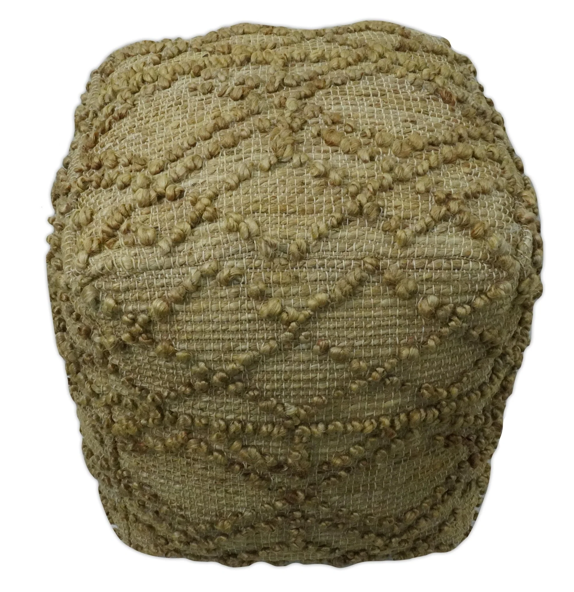 Hand Woven Beige Geometrical Design Jute Pouf - Image 6