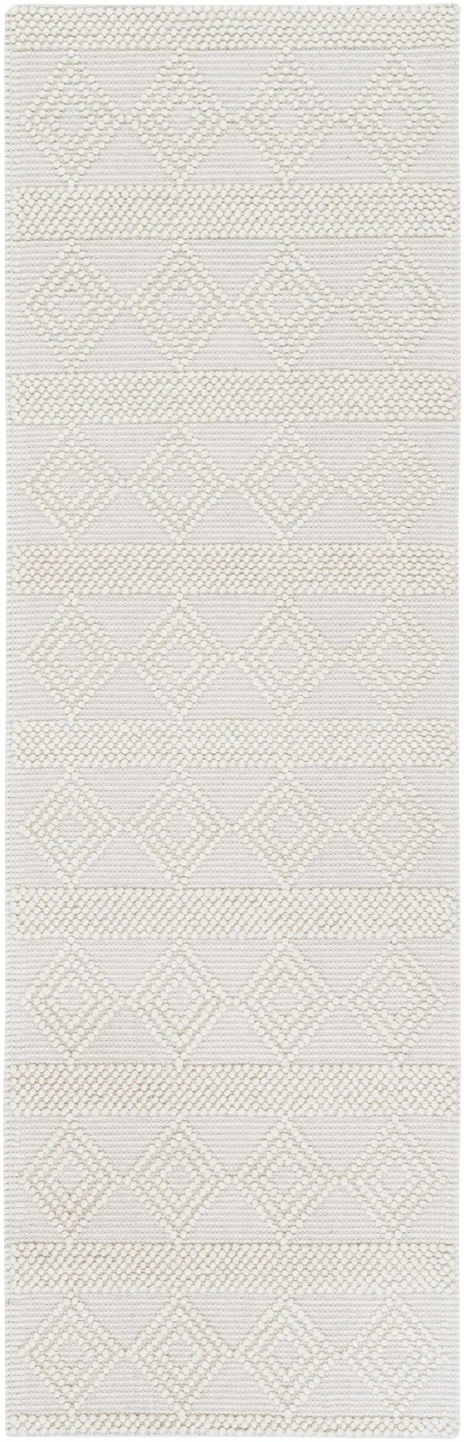 Bohemian Hand Woven Beige Geometrical Textured Wool Area Rug - Image 11