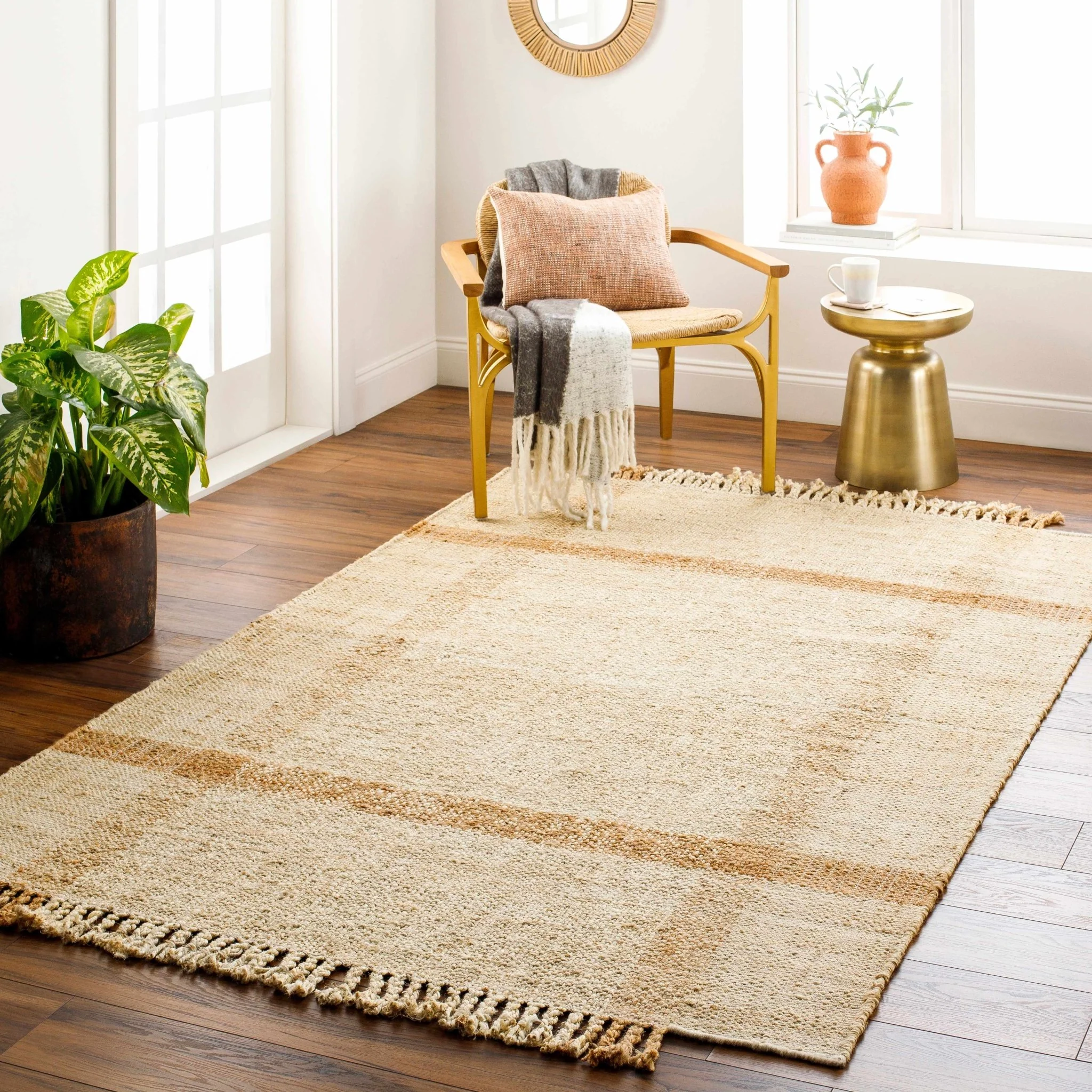 Hand Woven Beige Modern Style Jute Area Rug - Image 7