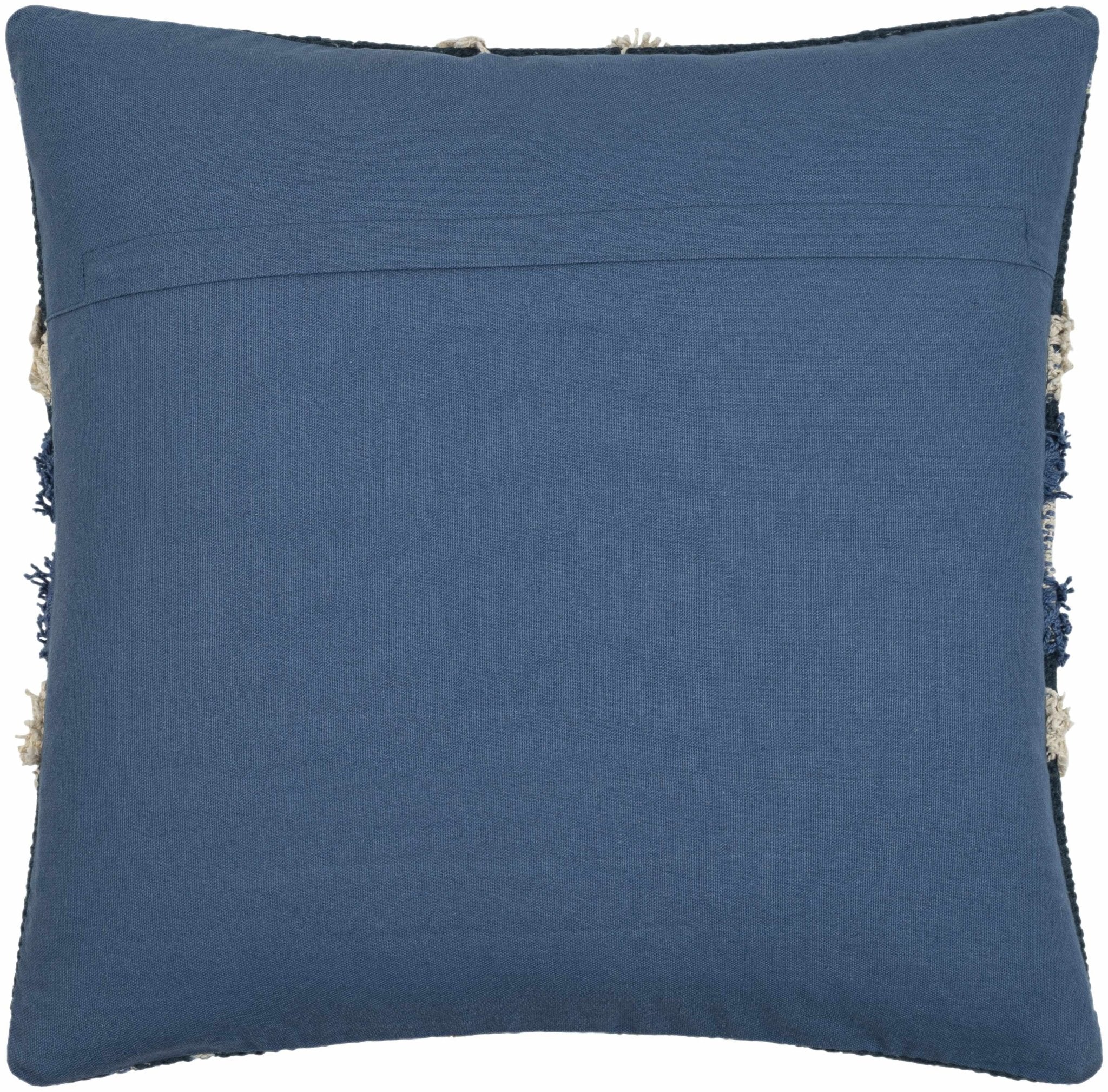 Hand Woven Blue and Ivory Geometric design High low Texture Square Throw Pillow - Image 4