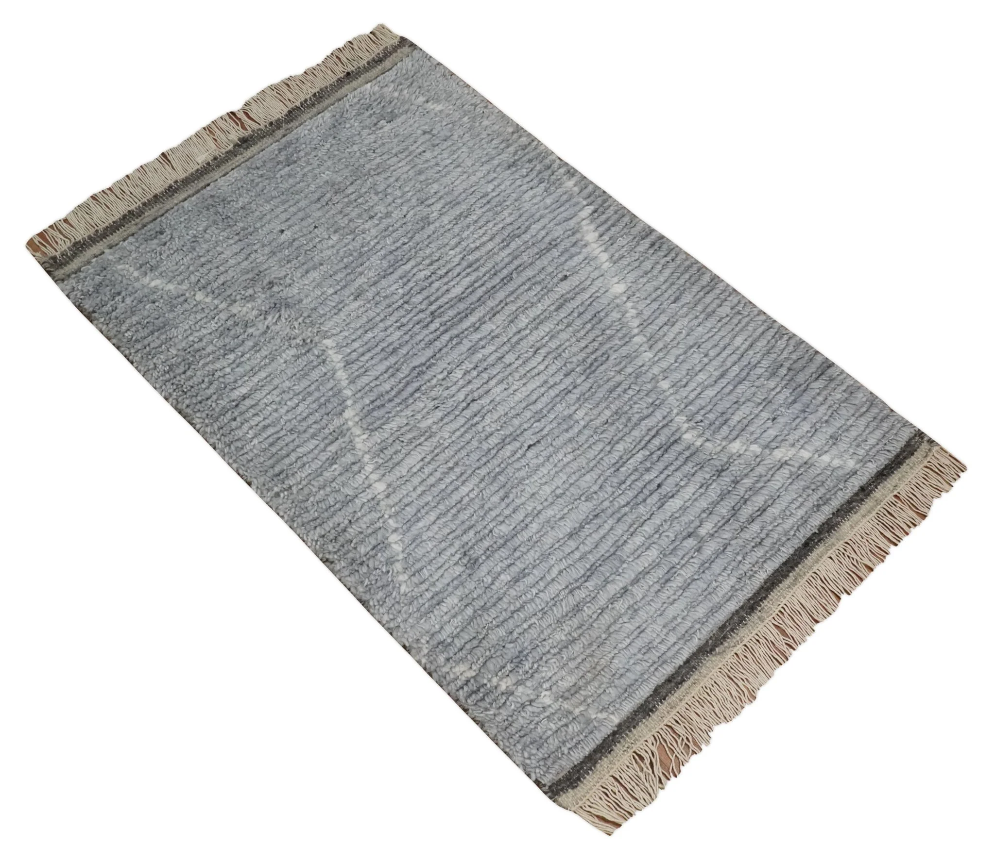 Hand Woven Blue and White  2x3 Trellis Moroccan Rug Made with Fine Wool | TRDCP79523 - Image 7