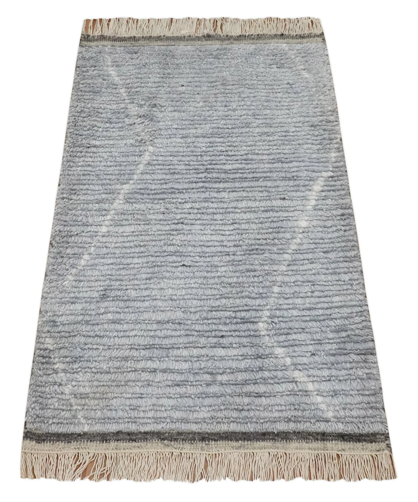 Hand Woven Blue and White  2x3 Trellis Moroccan Rug Made with Fine Wool | TRDCP79523 - Image 8
