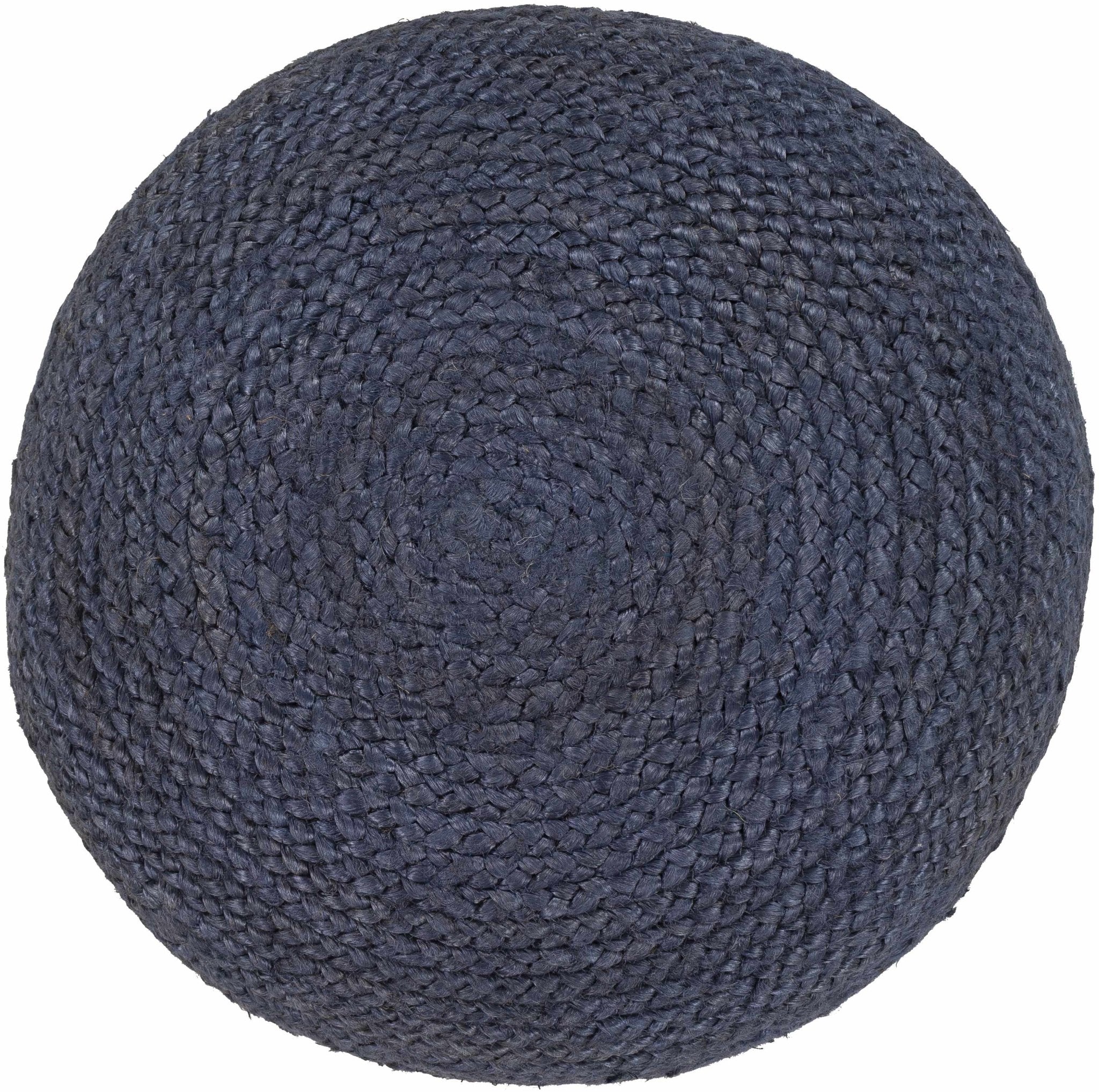 Hand Woven Blue Cylindrical Natural jute Pouf - Image 5