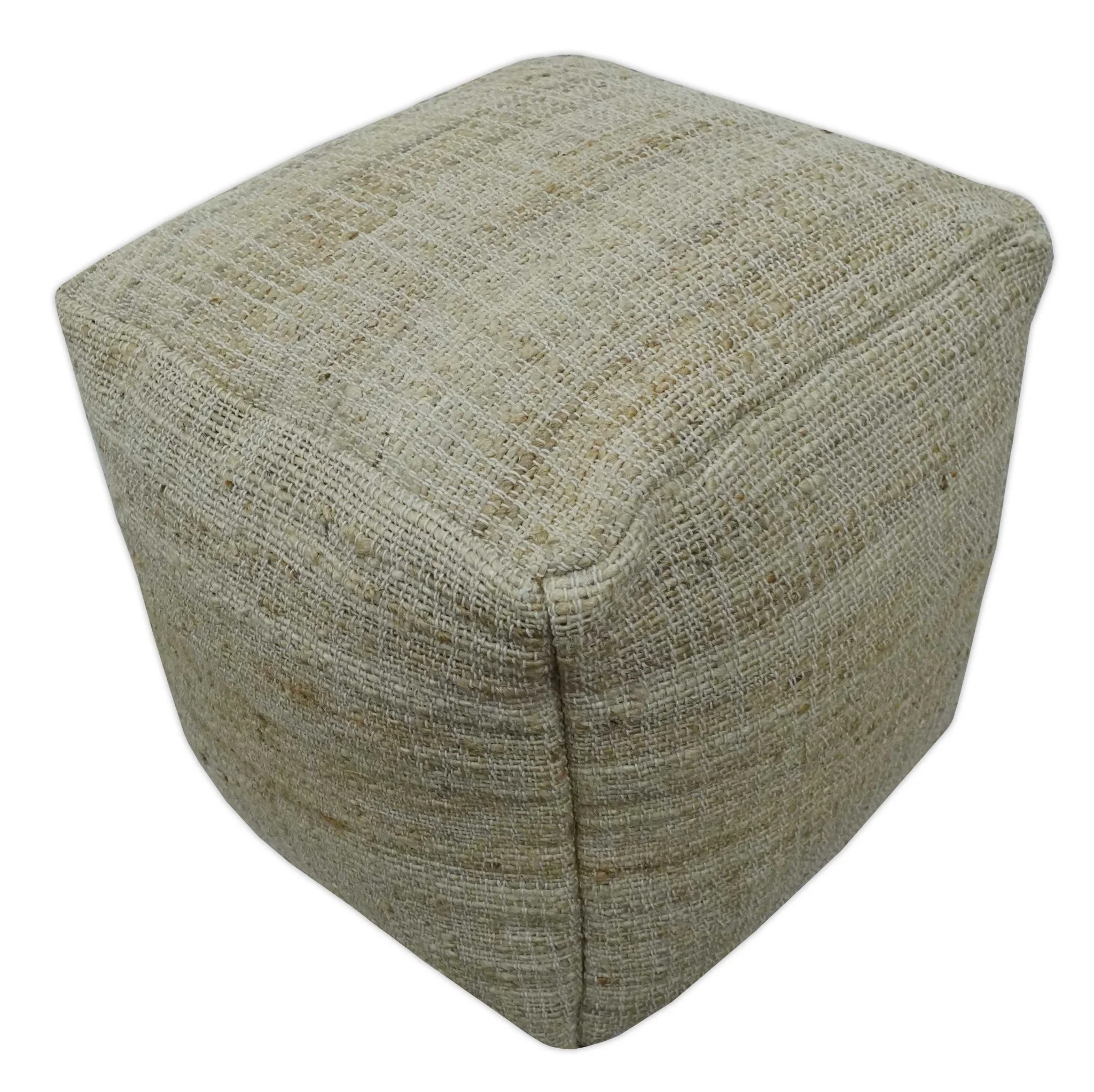 Sand Boho Farmhouse Natural Brown and Beige Jute Pouf - Image 2