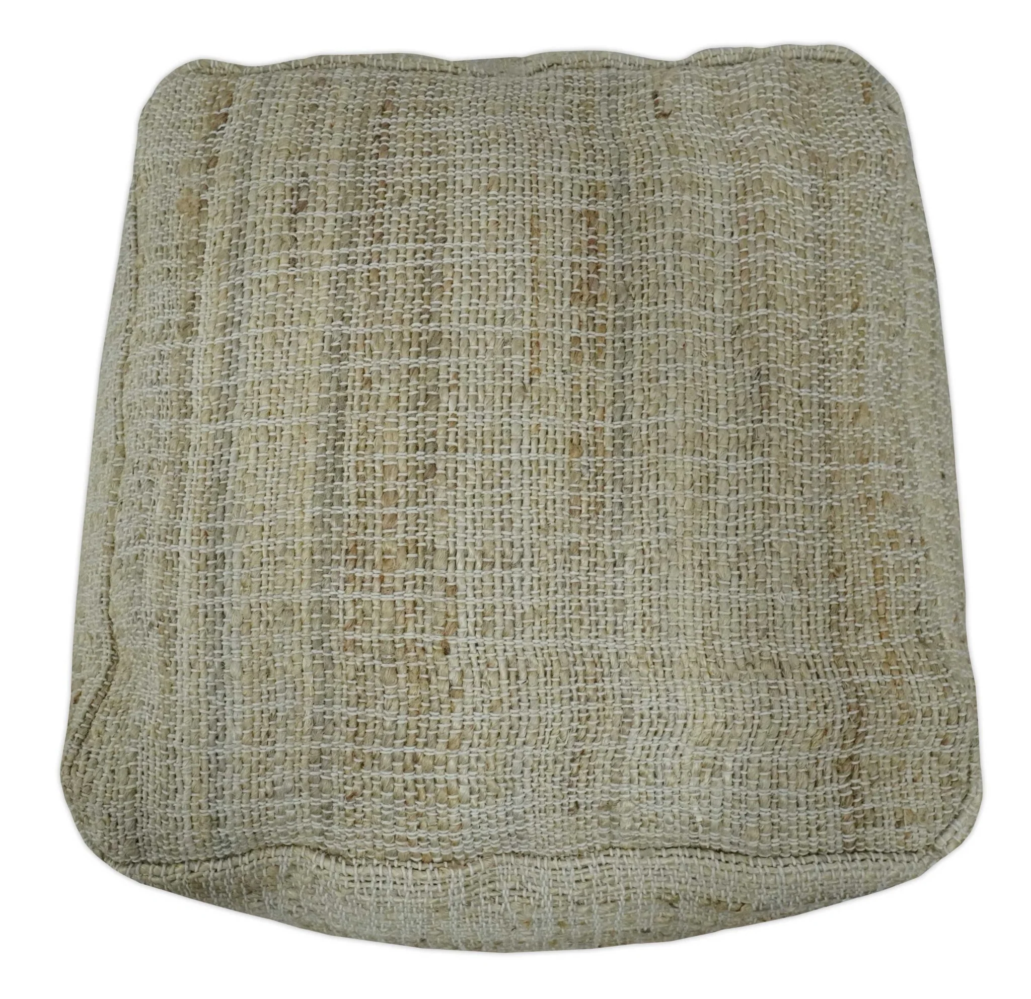 Sand Boho Farmhouse Natural Brown and Beige Jute Pouf - Image 3