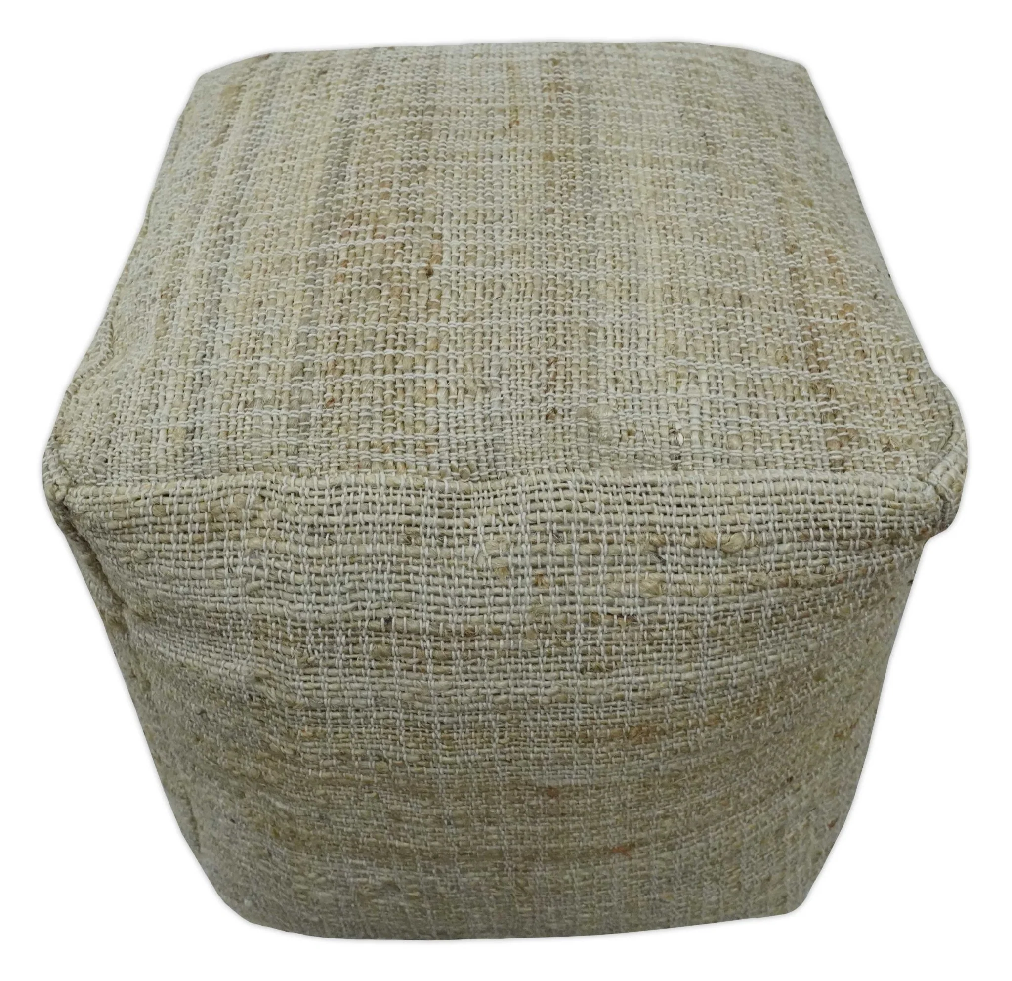 Sand Boho Farmhouse Natural Brown and Beige Jute Pouf - Image 4