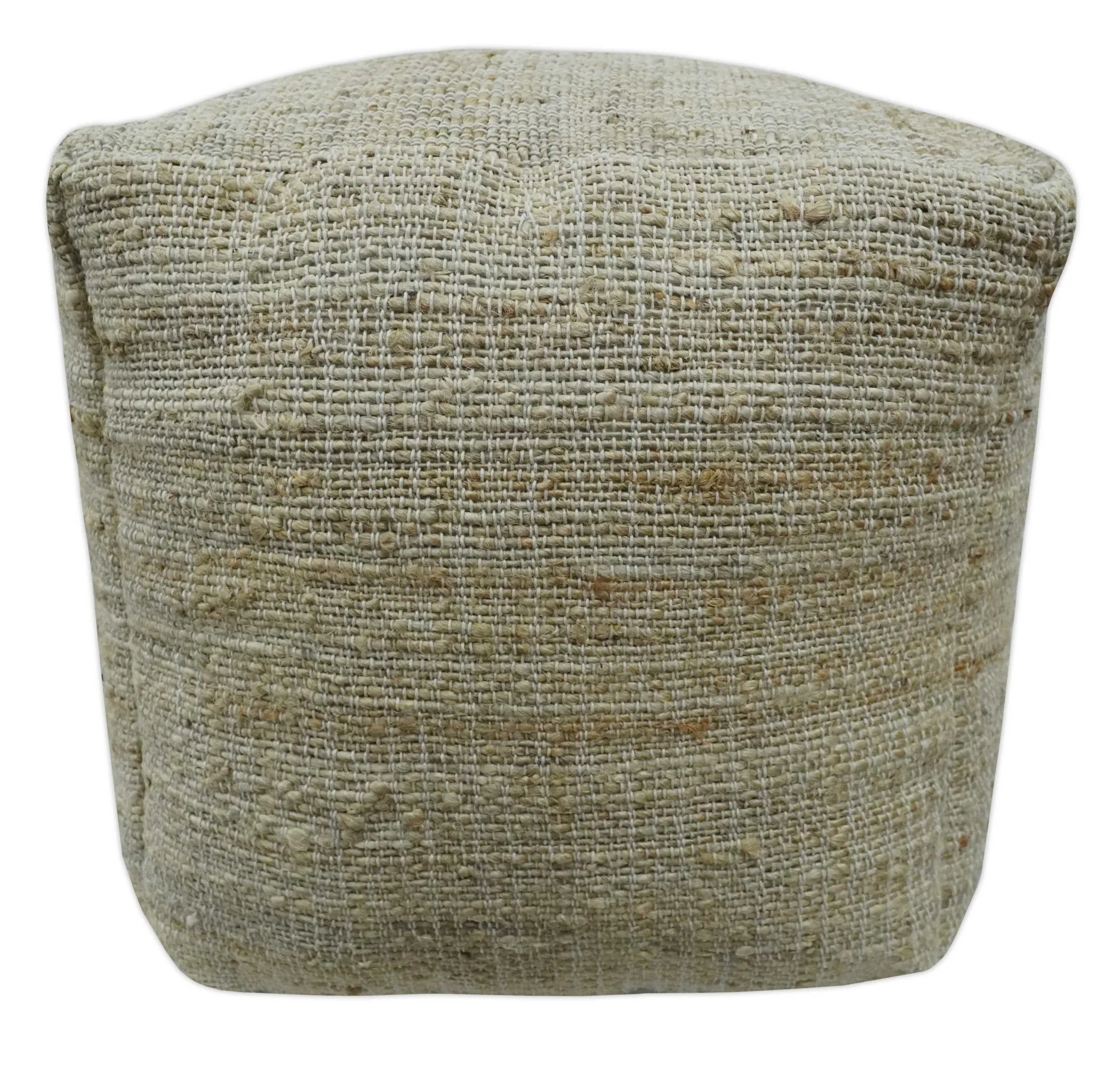 Sand Boho Farmhouse Natural Brown and Beige Jute Pouf - Image 5