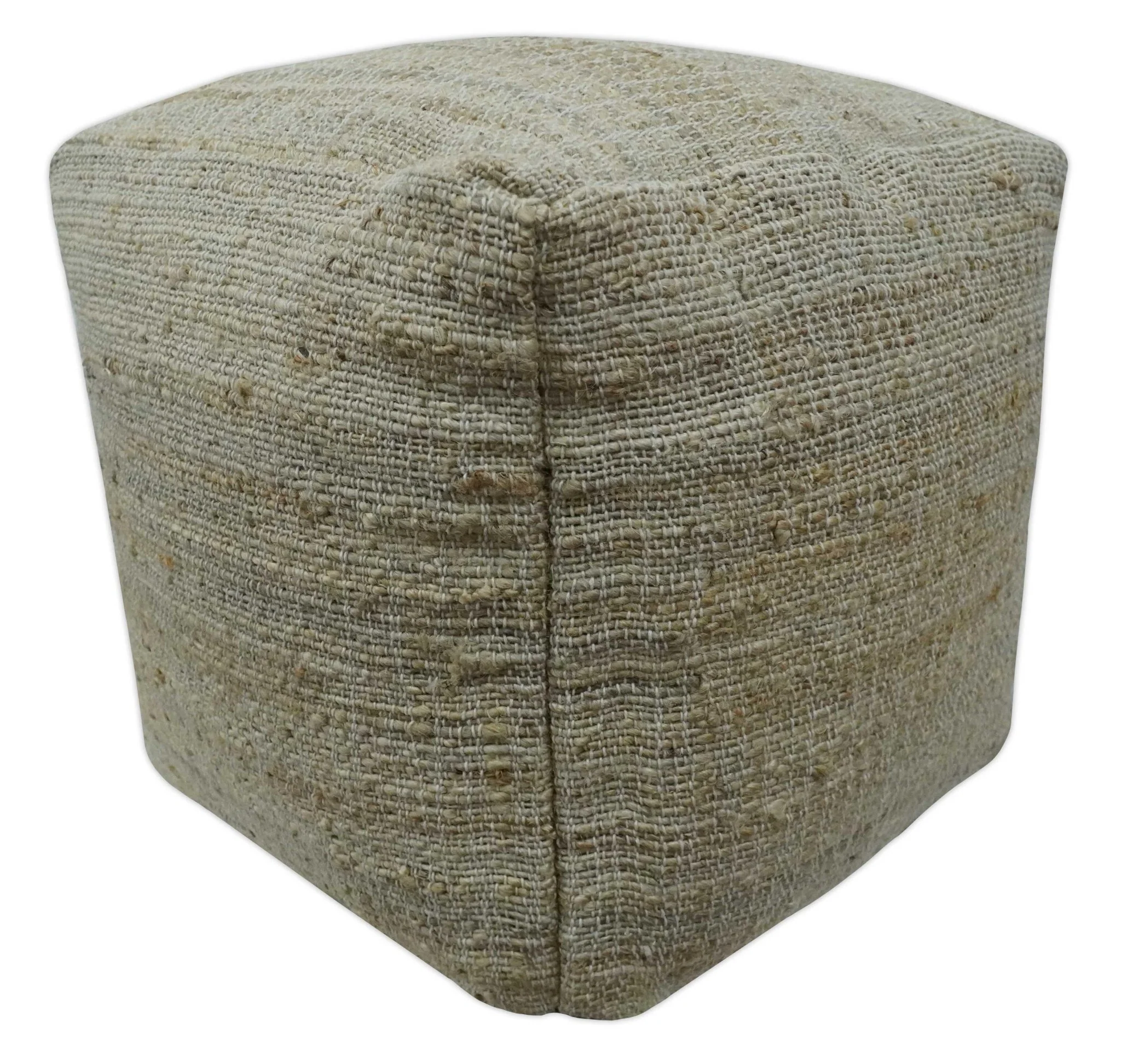 Sand Boho Farmhouse Natural Brown and Beige Jute Pouf - Image 6