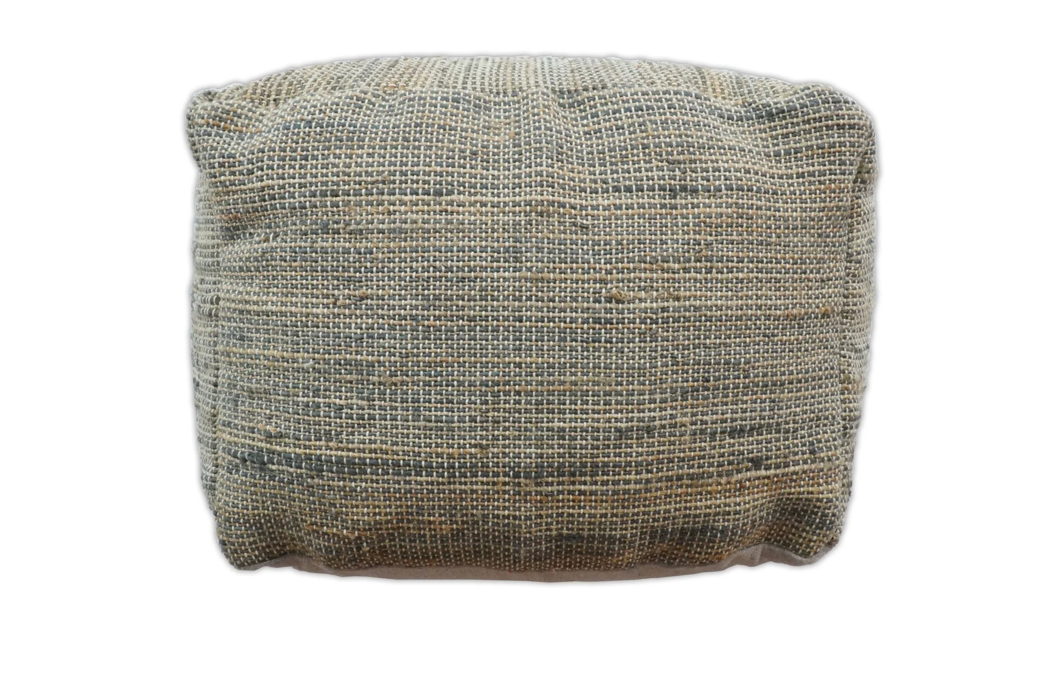 Hand Woven Boho Natural Large Gray and Brown Jute Pouf - Image 4