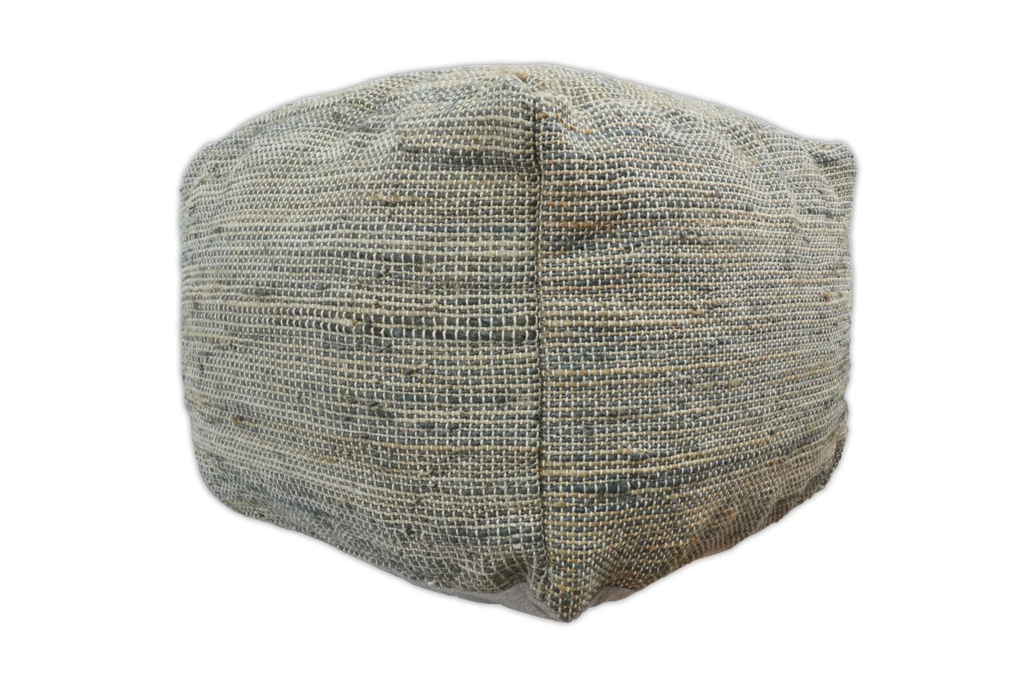 Hand Woven Boho Natural Large Gray and Brown Jute Pouf - Image 5