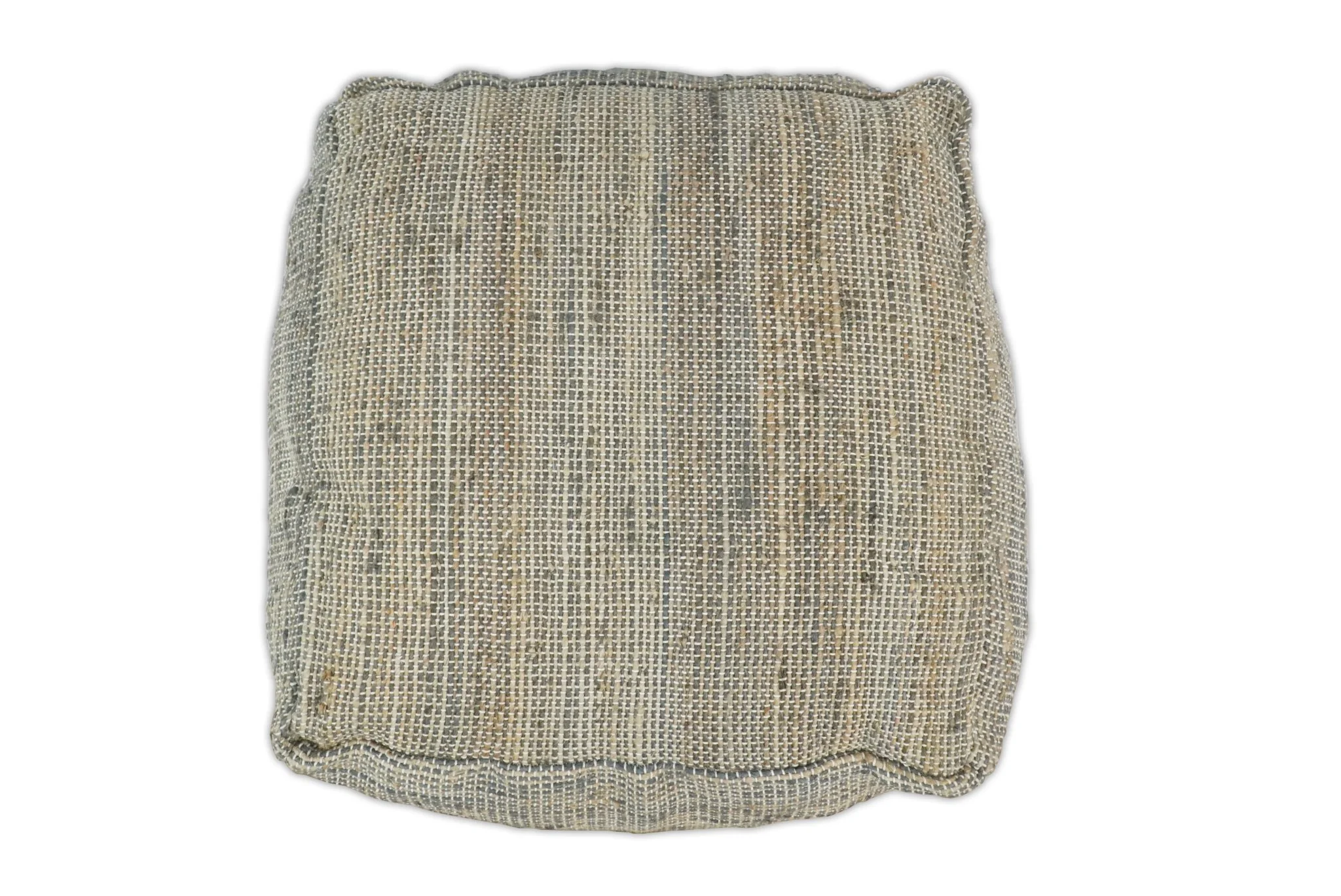 Hand Woven Boho Natural Large Gray and Brown Jute Pouf - Image 6