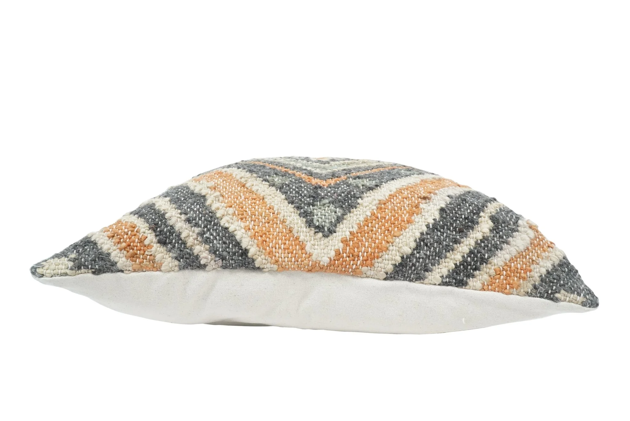 Hand Woven Boho Rust and Charcoal Jute and Wool Tribal Accent  Pillow, Cushion | PL11 - Image 3