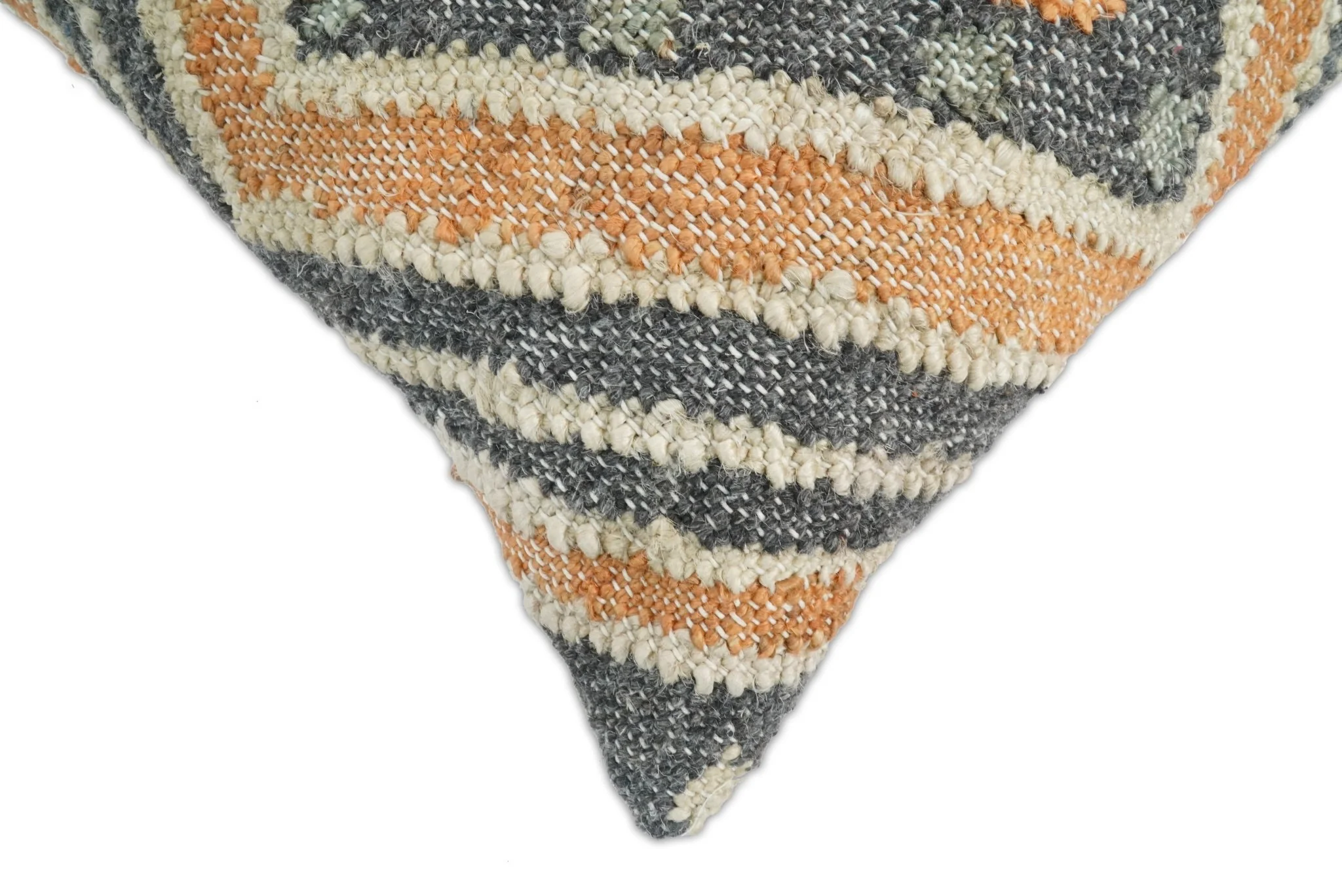 Hand Woven Boho Rust and Charcoal Jute and Wool Tribal Accent  Pillow, Cushion | PL11 - Image 5