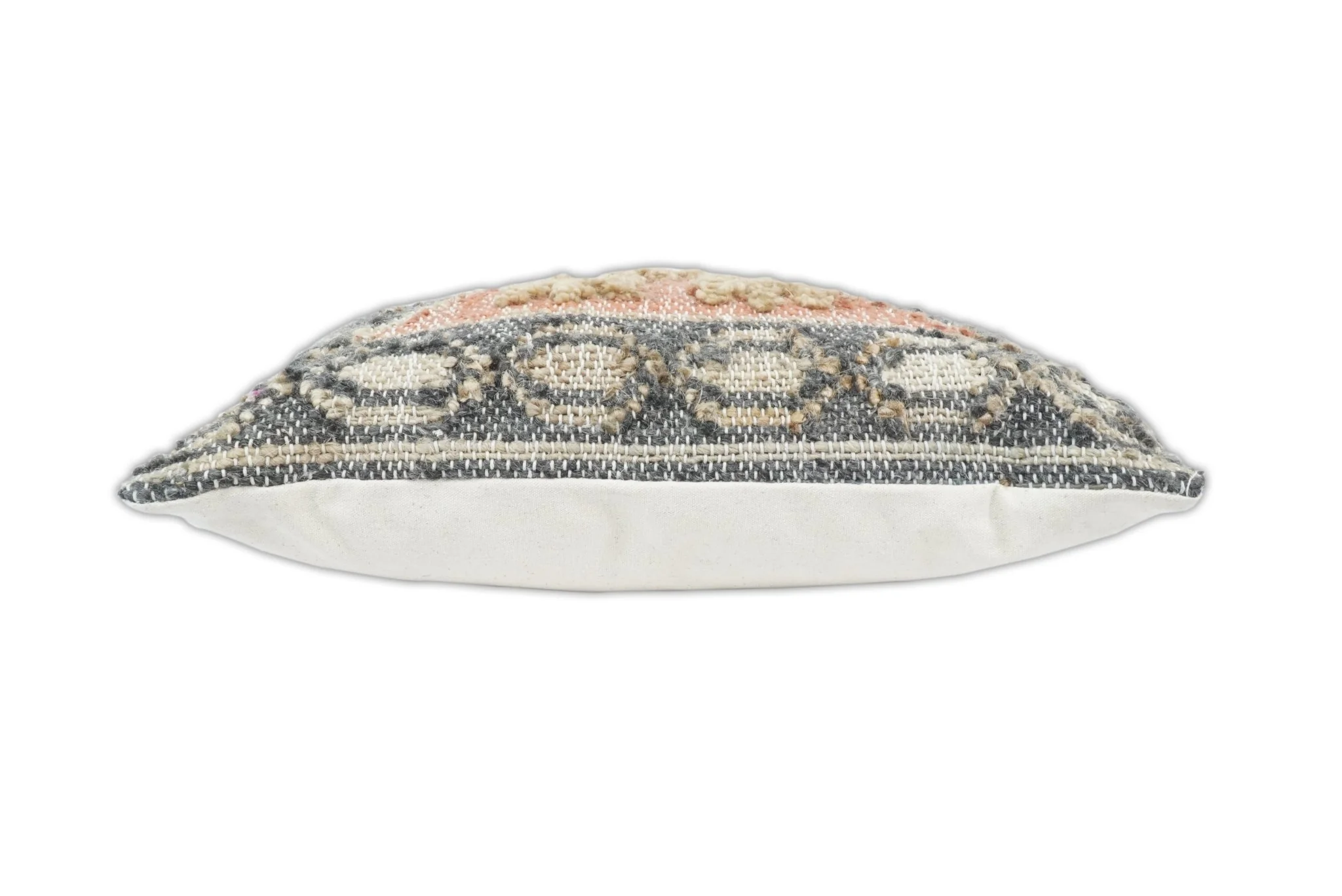 Hand Woven Boho Tribal Accent Charcoal Jute and Wool Pillow, Cushion | PL12 - Image 5