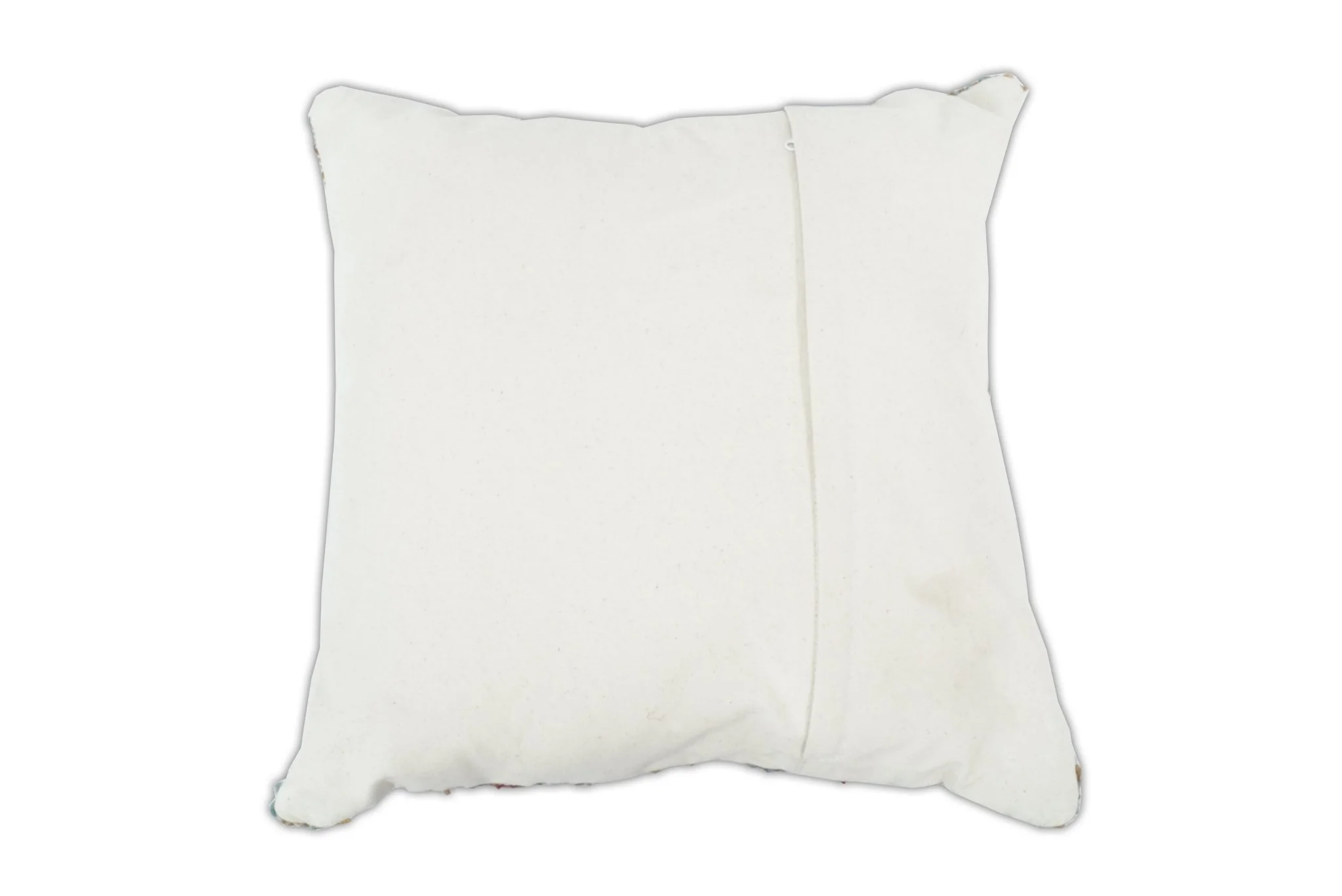 Hand Woven Boho Tribal Accent Mustard and Blue Jute and Wool Pillow, Cushion | PL13 - Image 4