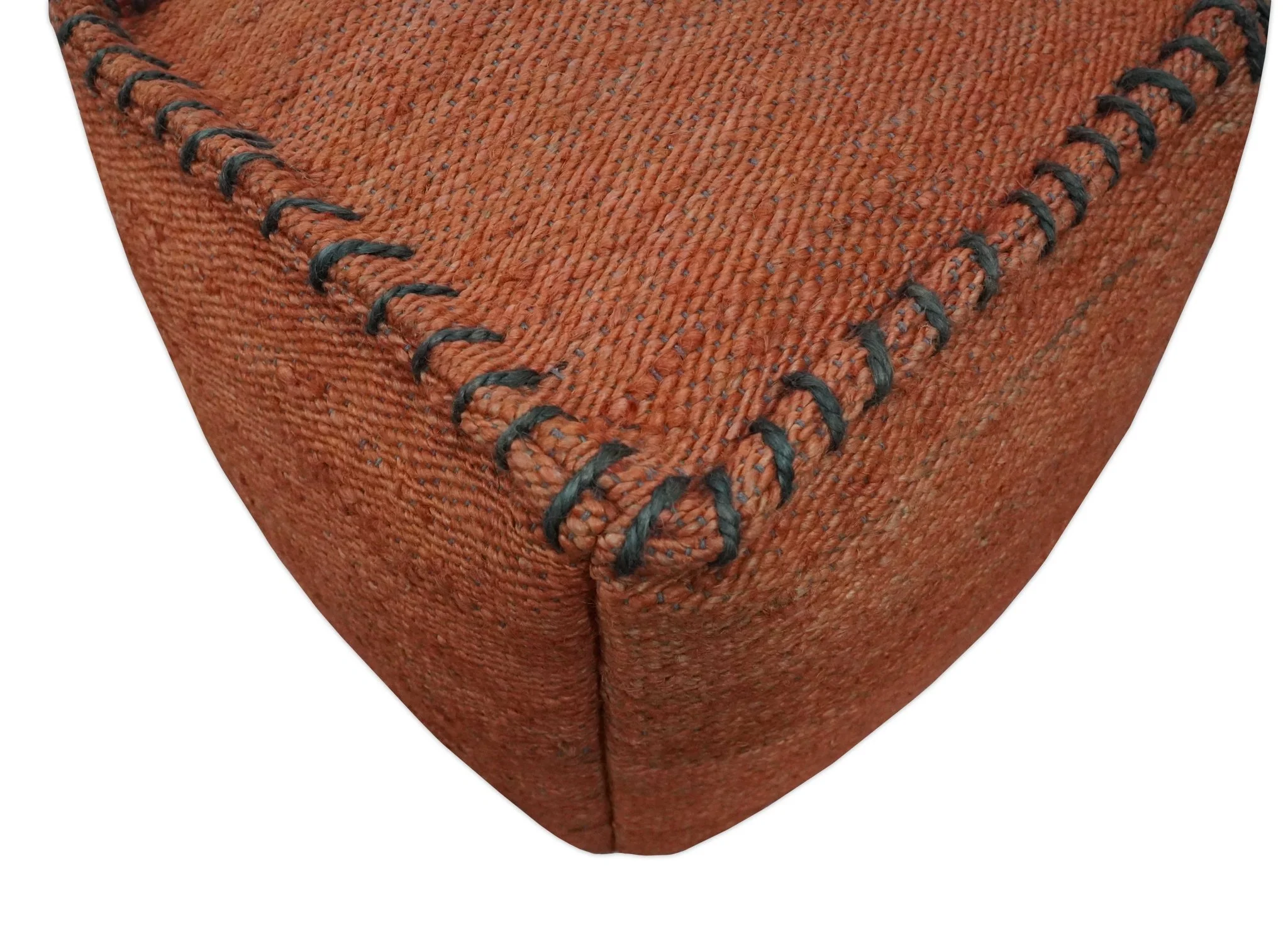 Hand Woven Boho Farmhouse Rust Jute Pouf - Image 7
