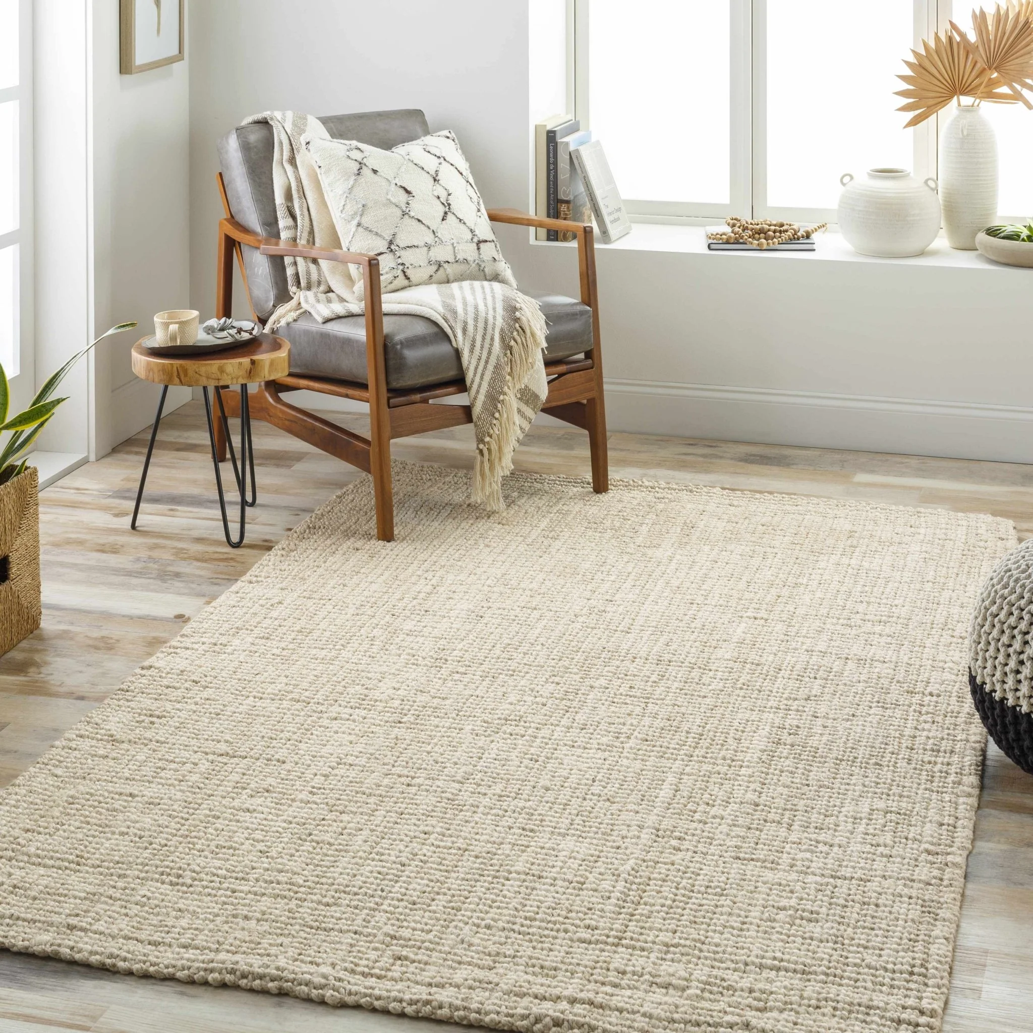Hand Woven coarse texture Beige Multi size Jute Area Rug - Image 7