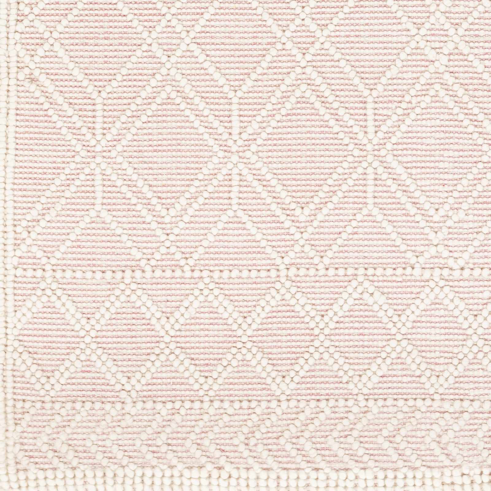 Hand Woven Contemporary Ivory and Peach Tribal Trellis Design Wool Area Rug - Image 6