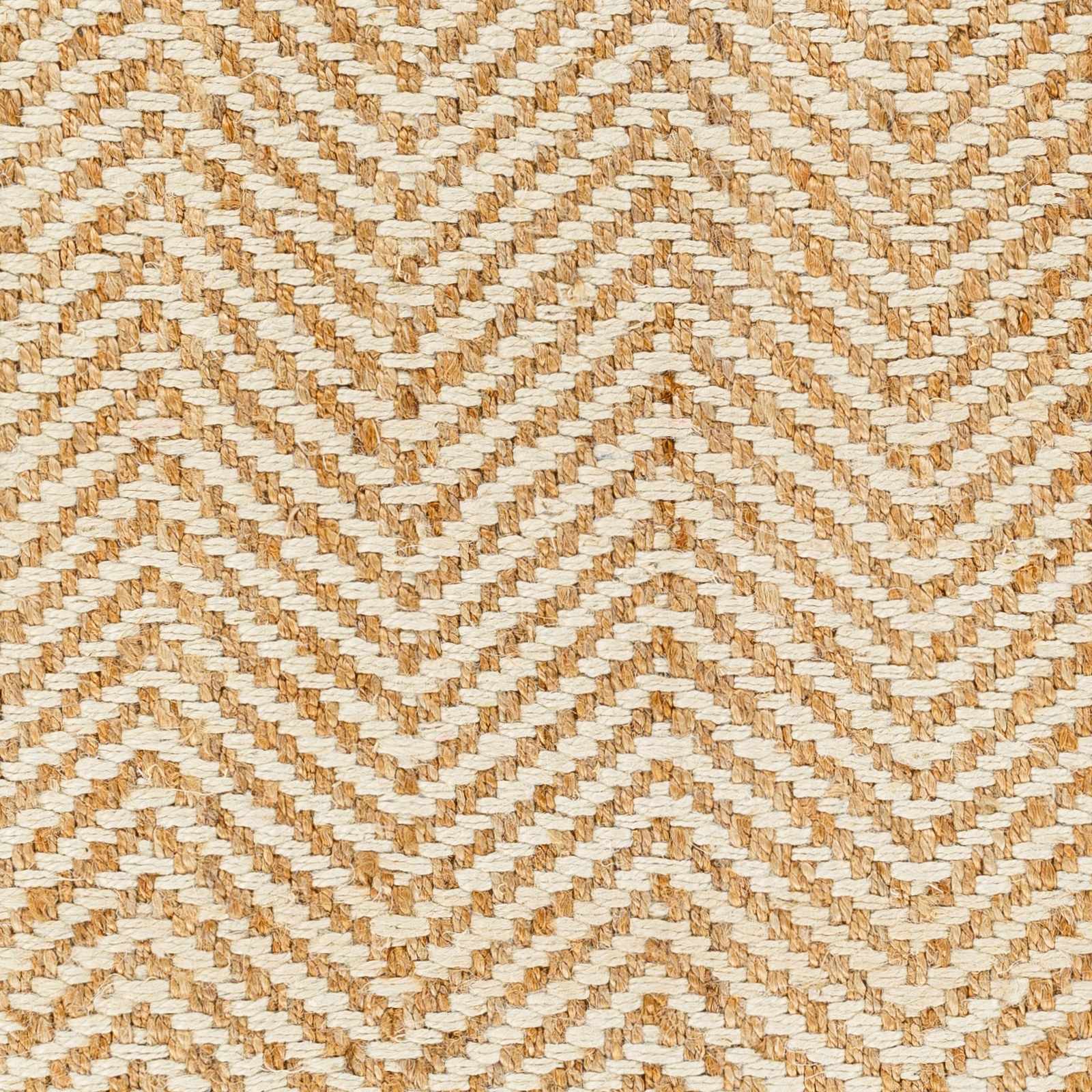 Hand Woven Ivory and Gold Textured Chevron Design Multi Size Jute Area Rug - Image 10