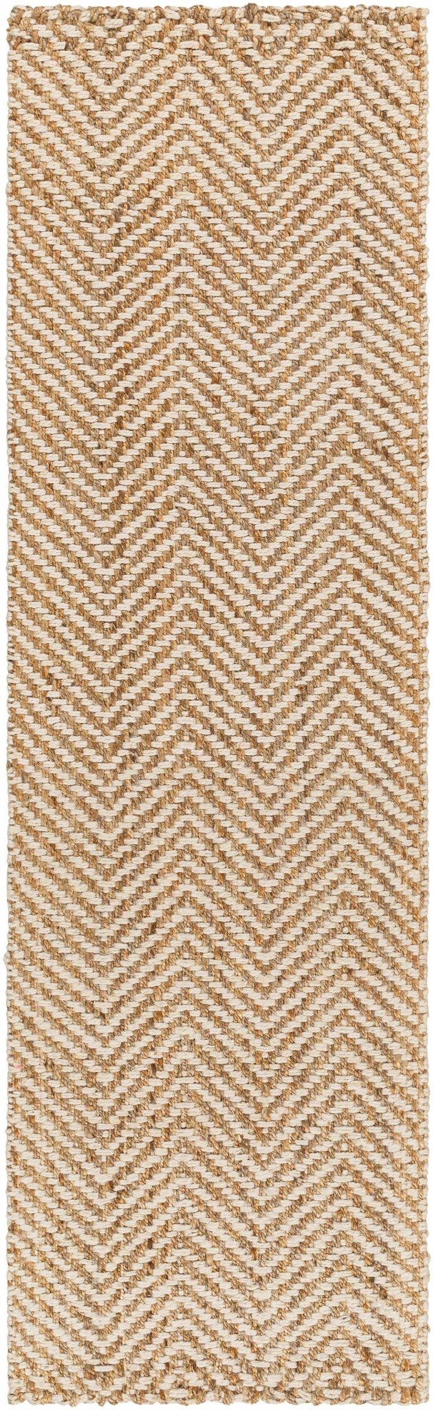 Hand Woven Ivory and Gold Textured Chevron Design Multi Size Jute Area Rug - Image 11