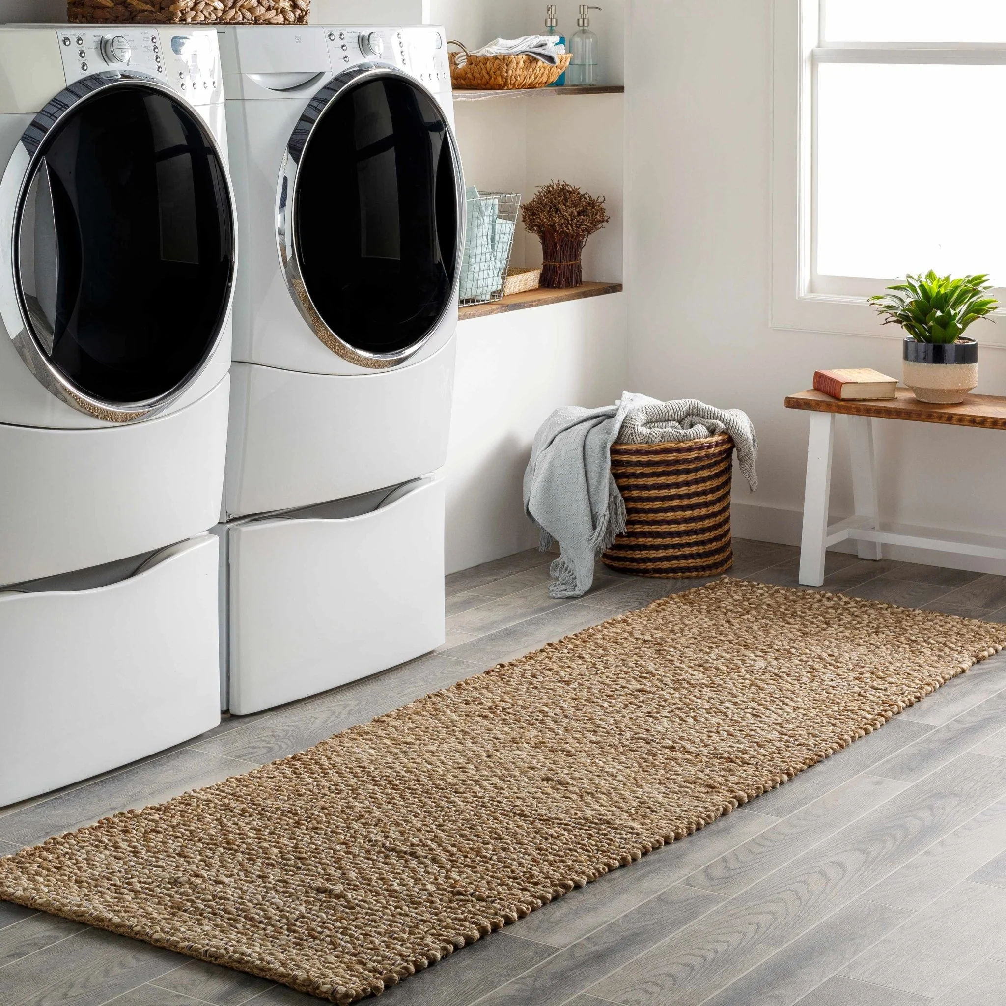 Hand Woven Ivory and Tan Natural Jute textured Multi size Area Rug - Image 8