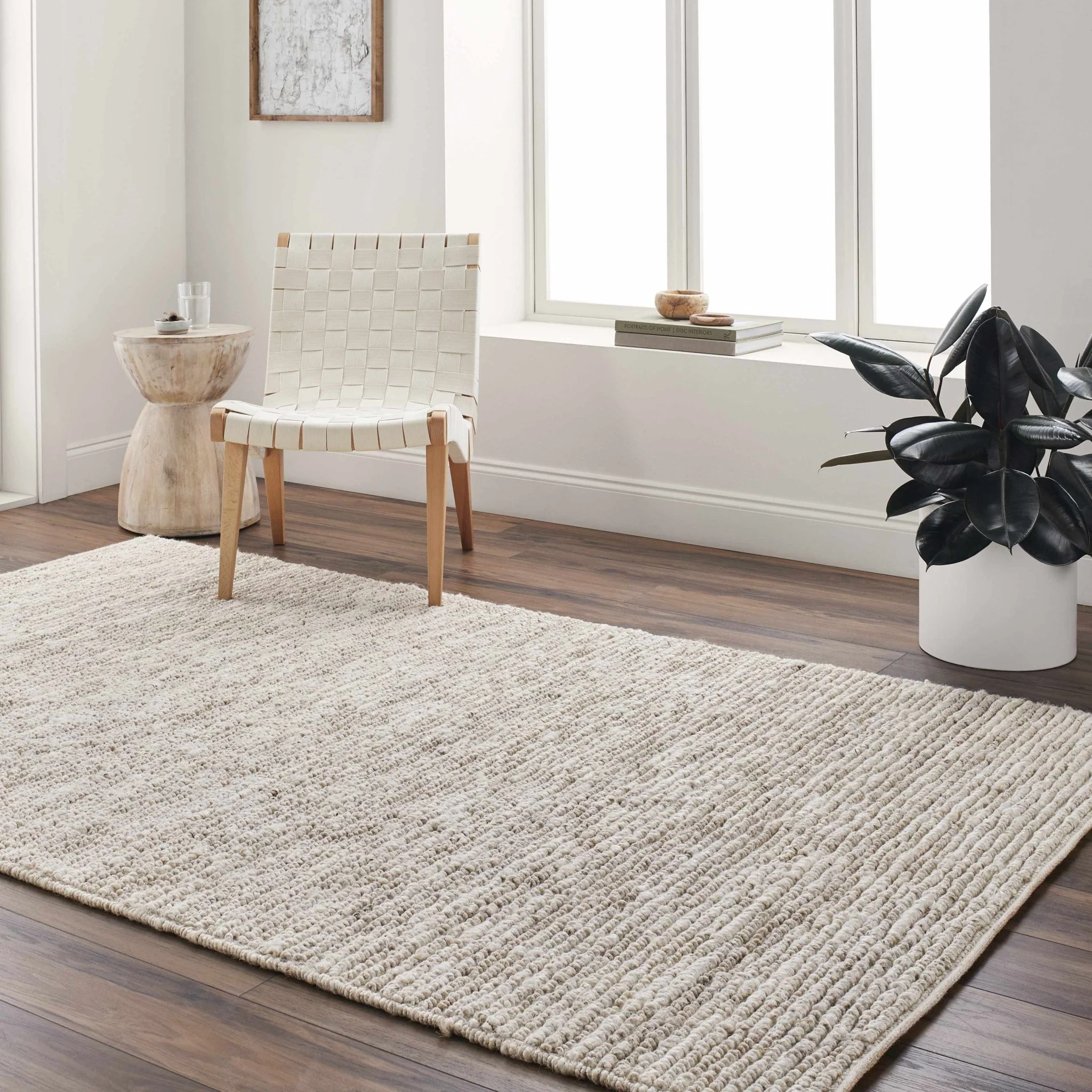 Hand Woven Ivory Modern Style Braided Jute Carpet - Image 5