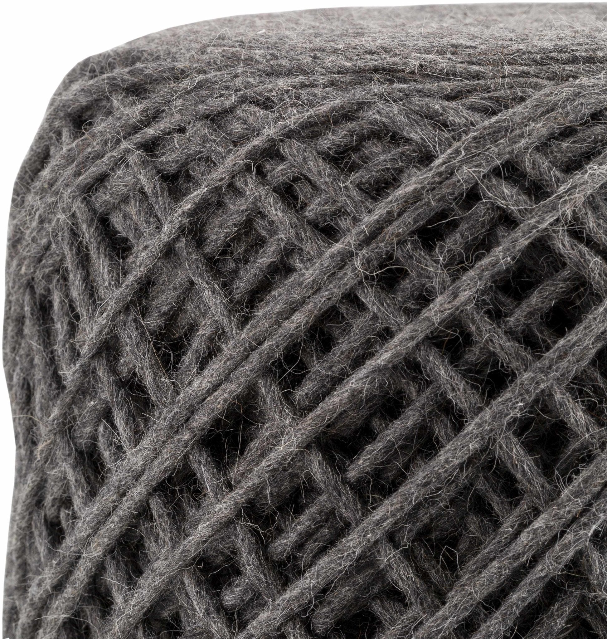 Hand Woven Modern Cylindrical Charcoal Hard Nest Pouf - Image 3
