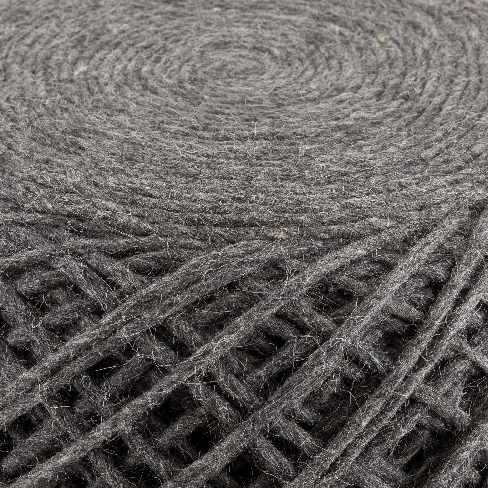 Hand Woven Modern Cylindrical Charcoal Hard Nest Pouf - Image 5