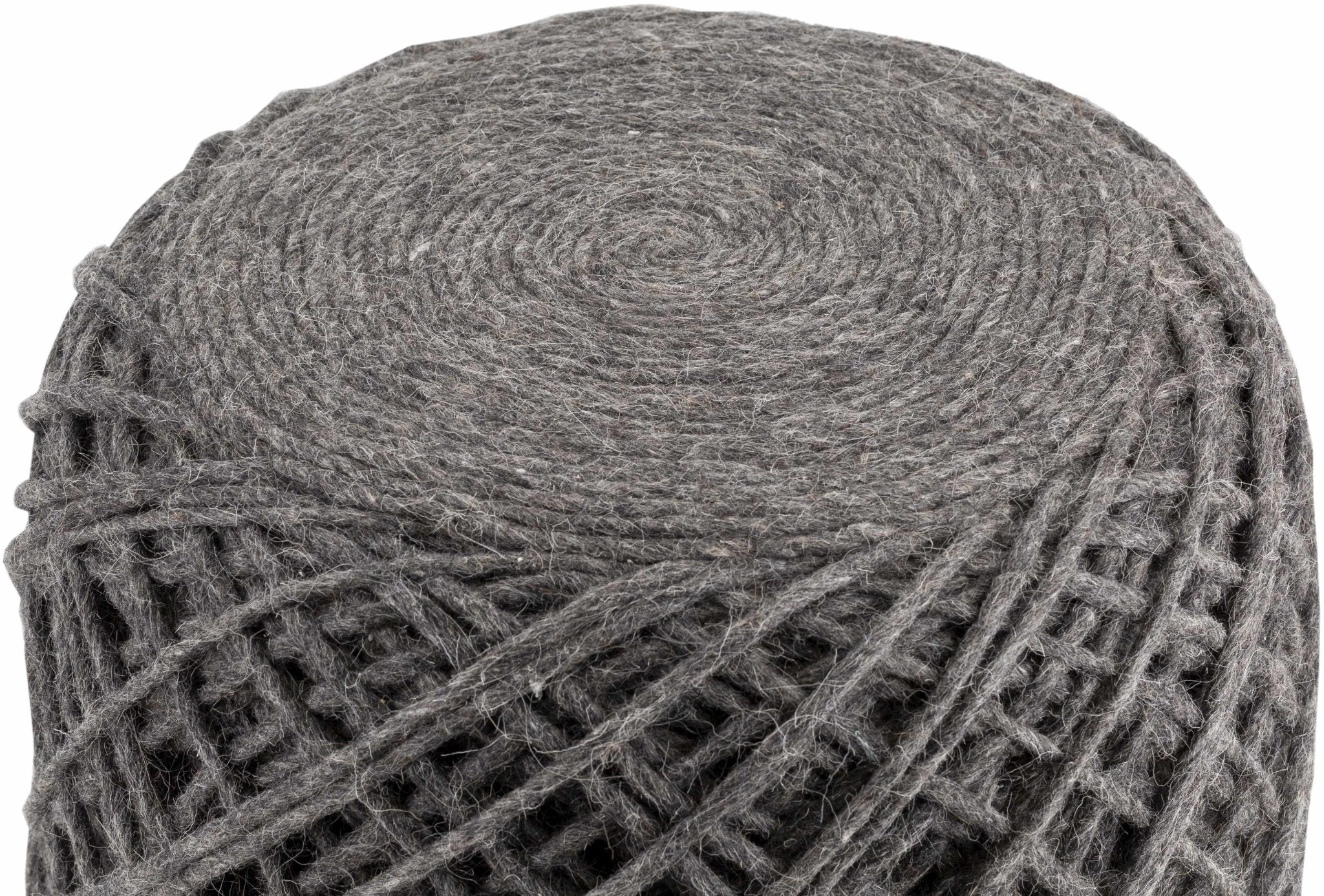 Hand Woven Modern Cylindrical Charcoal Hard Nest Pouf - Image 6
