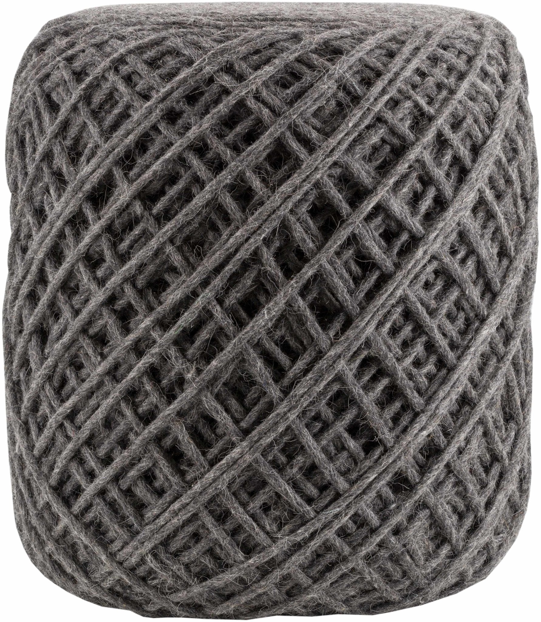 Hand Woven Modern Cylindrical Charcoal Hard Nest Pouf - Image 7