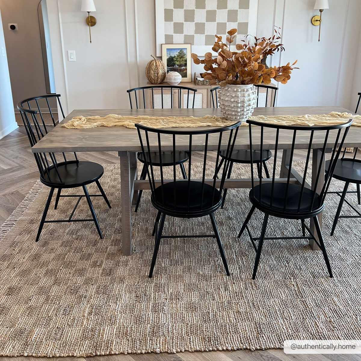 Hand Woven Modern Geometrical Ivory and Brown Checkered Jute Area Rug - Image 14