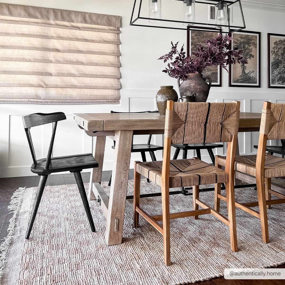Hand Woven Modern Geometrical Ivory and Brown Checkered Jute Area Rug - Image 15