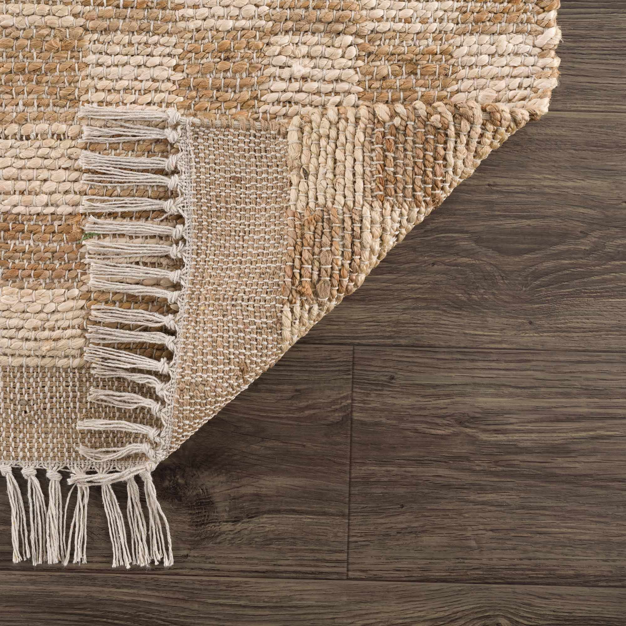 Hand Woven Modern Geometrical Ivory and Brown Checkered Jute Area Rug - Image 18