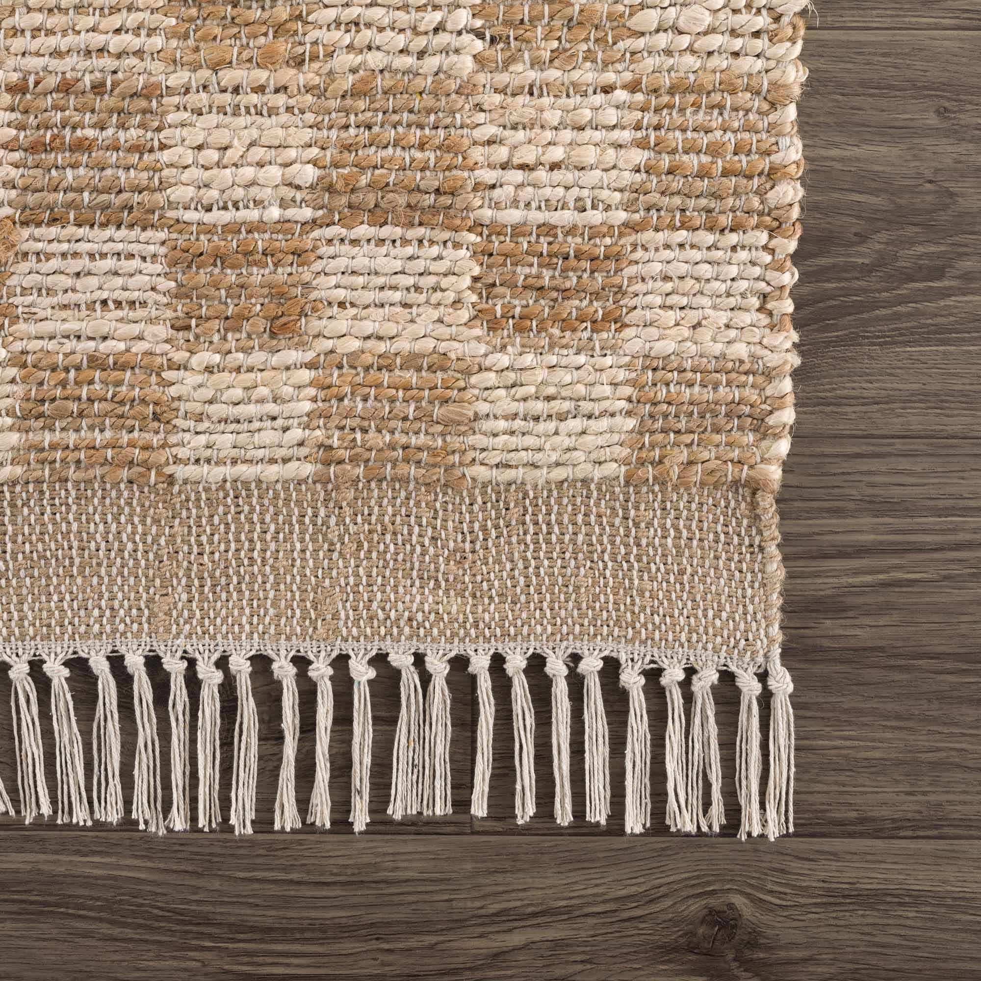 Hand Woven Modern Geometrical Ivory and Brown Checkered Jute Area Rug - Image 24