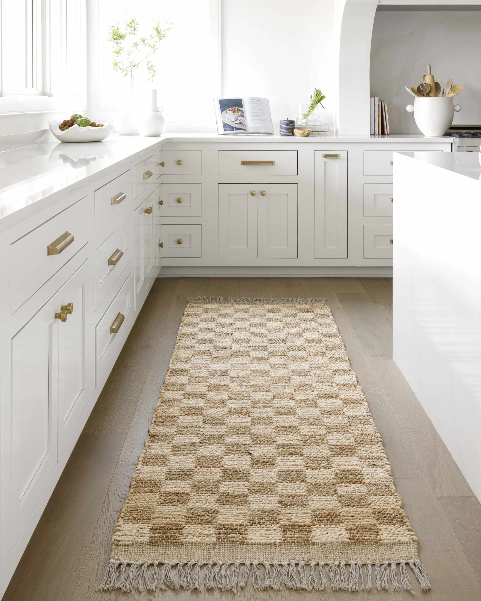 Hand Woven Modern Geometrical Ivory and Brown Checkered Jute Area Rug - Image 25