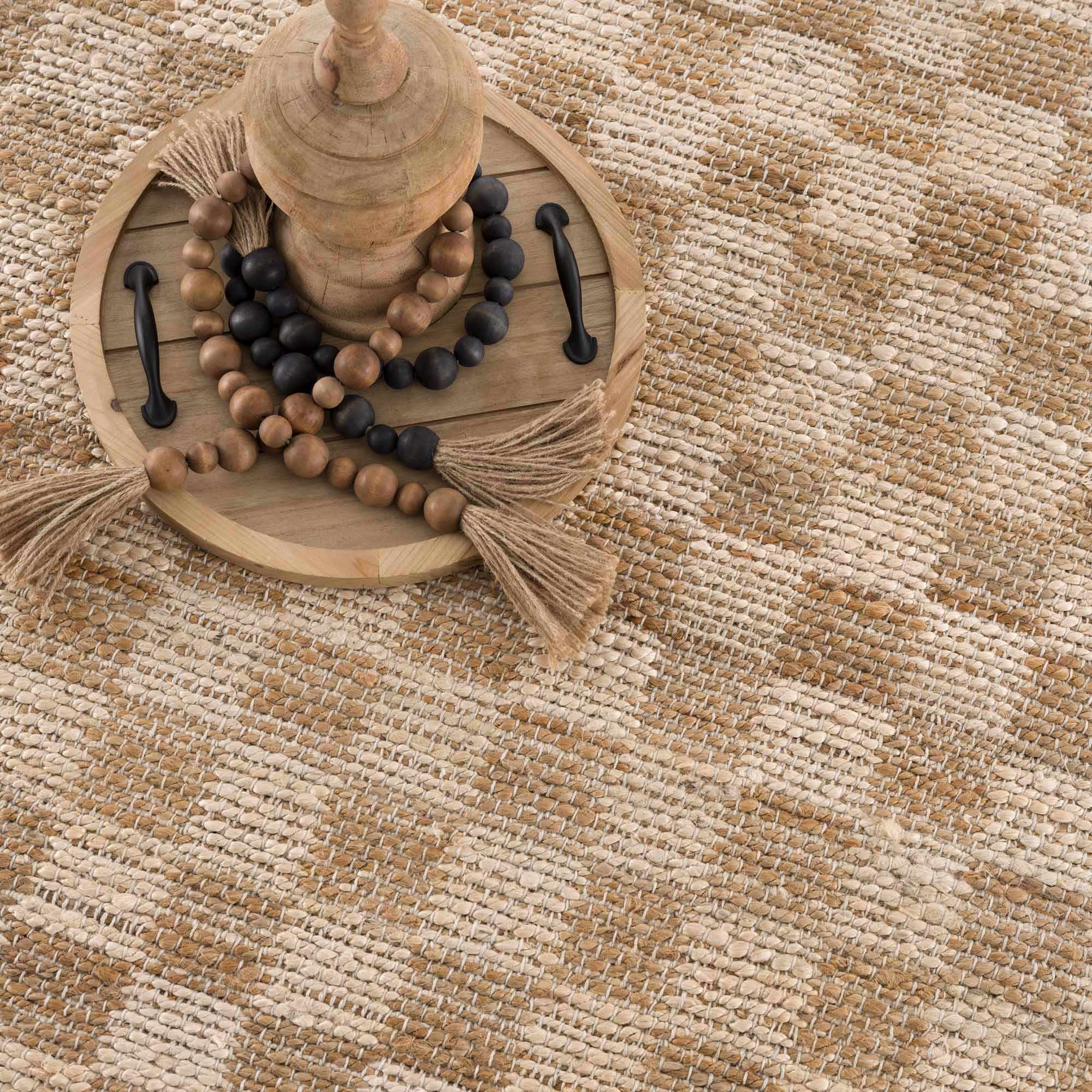 Hand Woven Modern Geometrical Ivory and Brown Checkered Jute Area Rug - Image 27