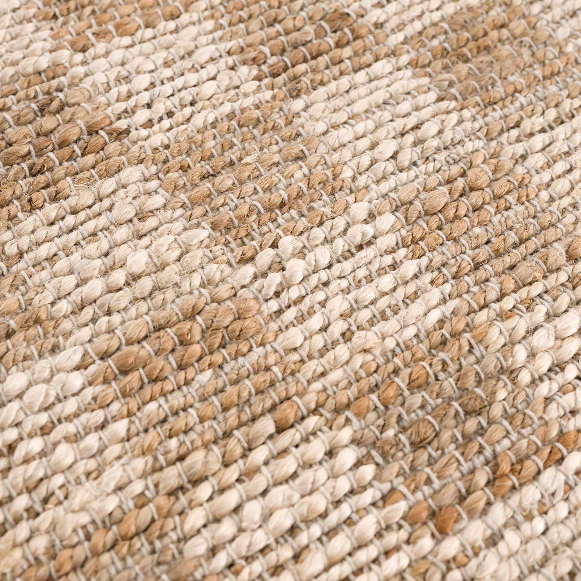 Hand Woven Modern Geometrical Ivory and Brown Checkered Jute Area Rug - Image 3